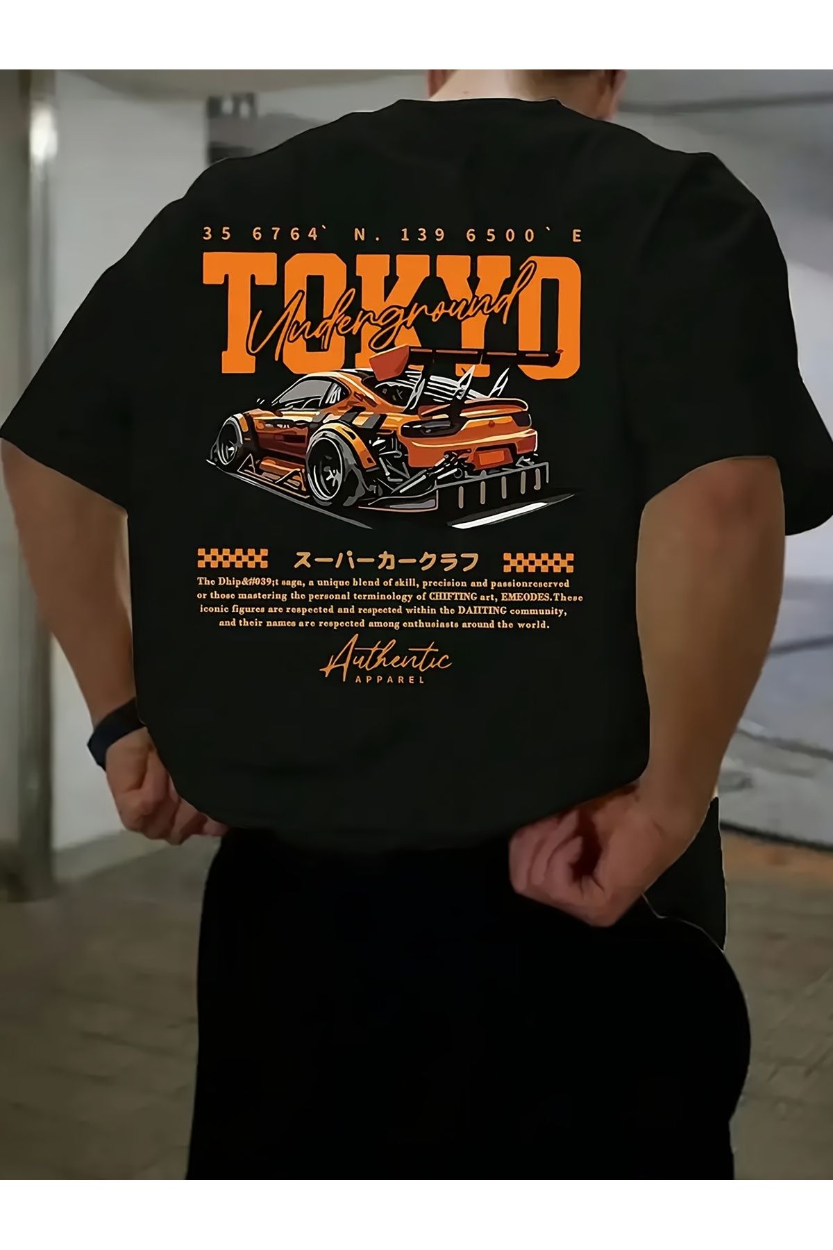 ship master Erkek "Tokyo Underground" Araba Baskılı Oversize Tişört – Sokak ve Drift Stili