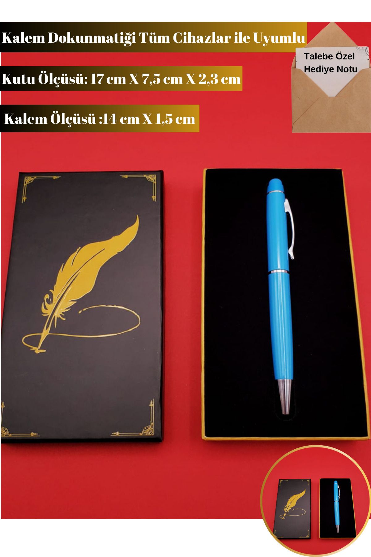 Hane Dostu Özel Tasarım Kutulu | Dokunmatik Taban Touchpen Metal Tükenmez Kalem