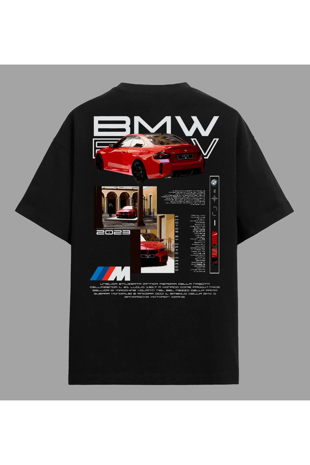 Edizen BMW M2 T-shirt Unisex Oversize %100 Pamuk Siyah