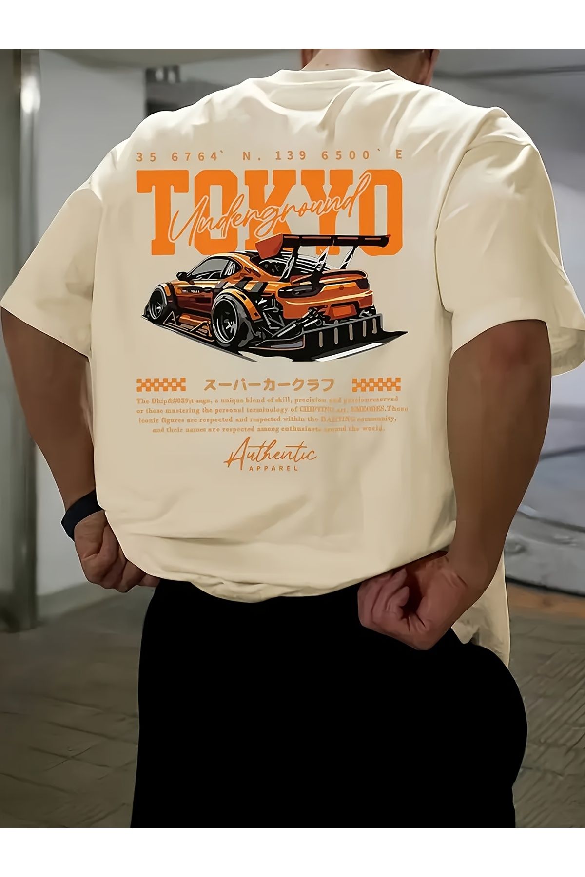 ship master Erkek "Tokyo Underground" Araba Baskılı Oversize Tişört – Sokak ve Drift Stili