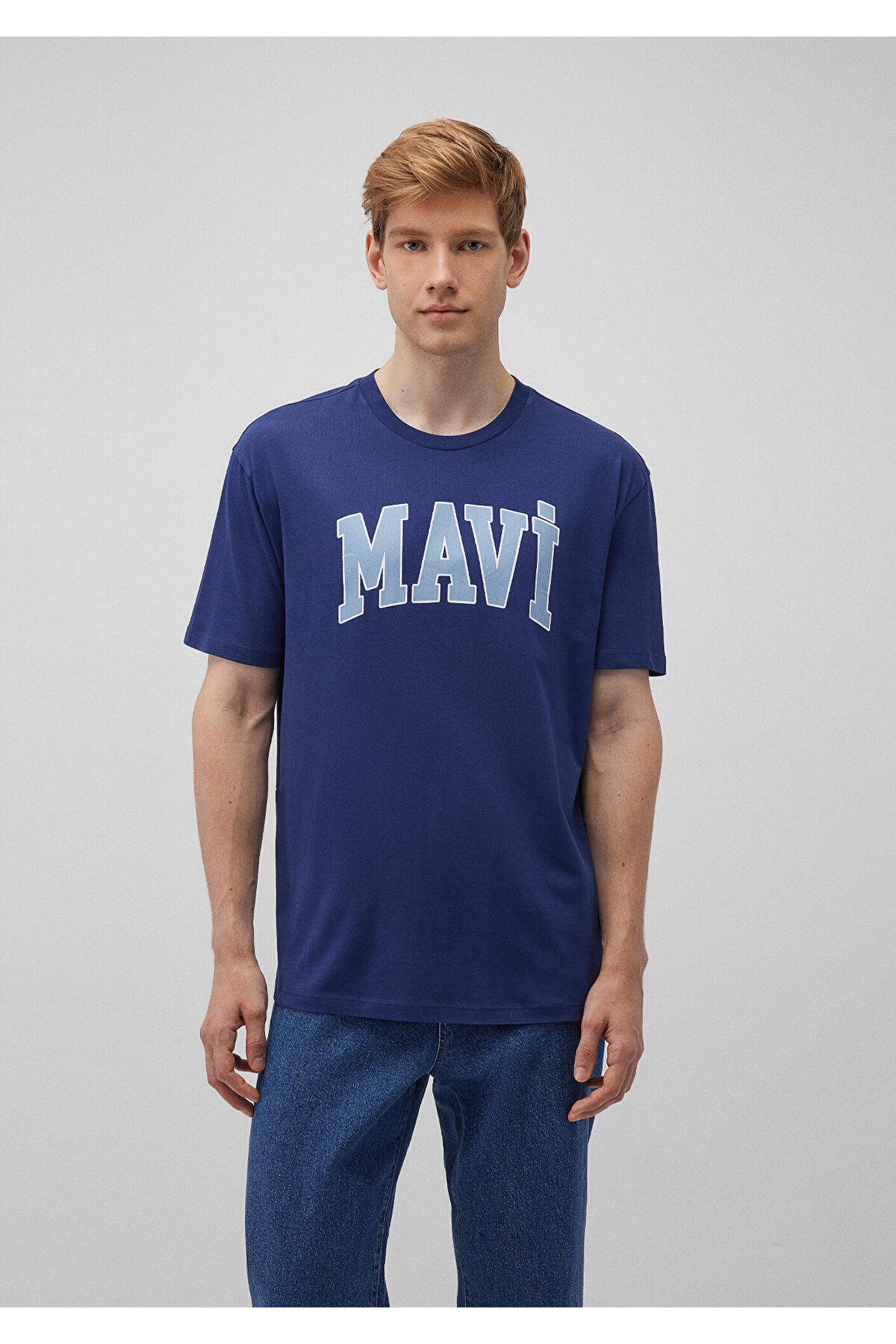 Mavi-Marineblaues T-Shirt mit Logo-Print, lockere Passform 0611711 -70491 3