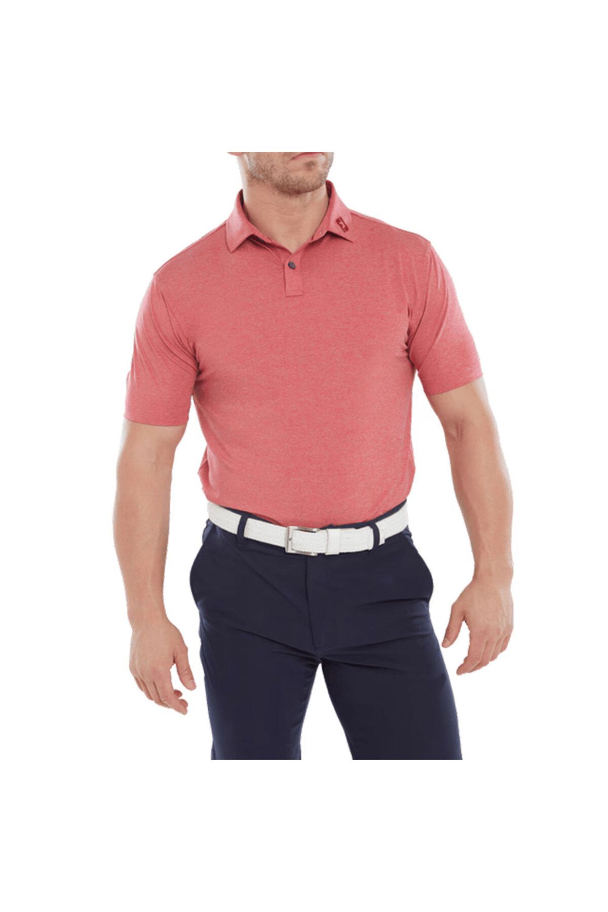 FootJoy Heather Self Collar Lisle Kırmızı Golf T-Shirt 80138