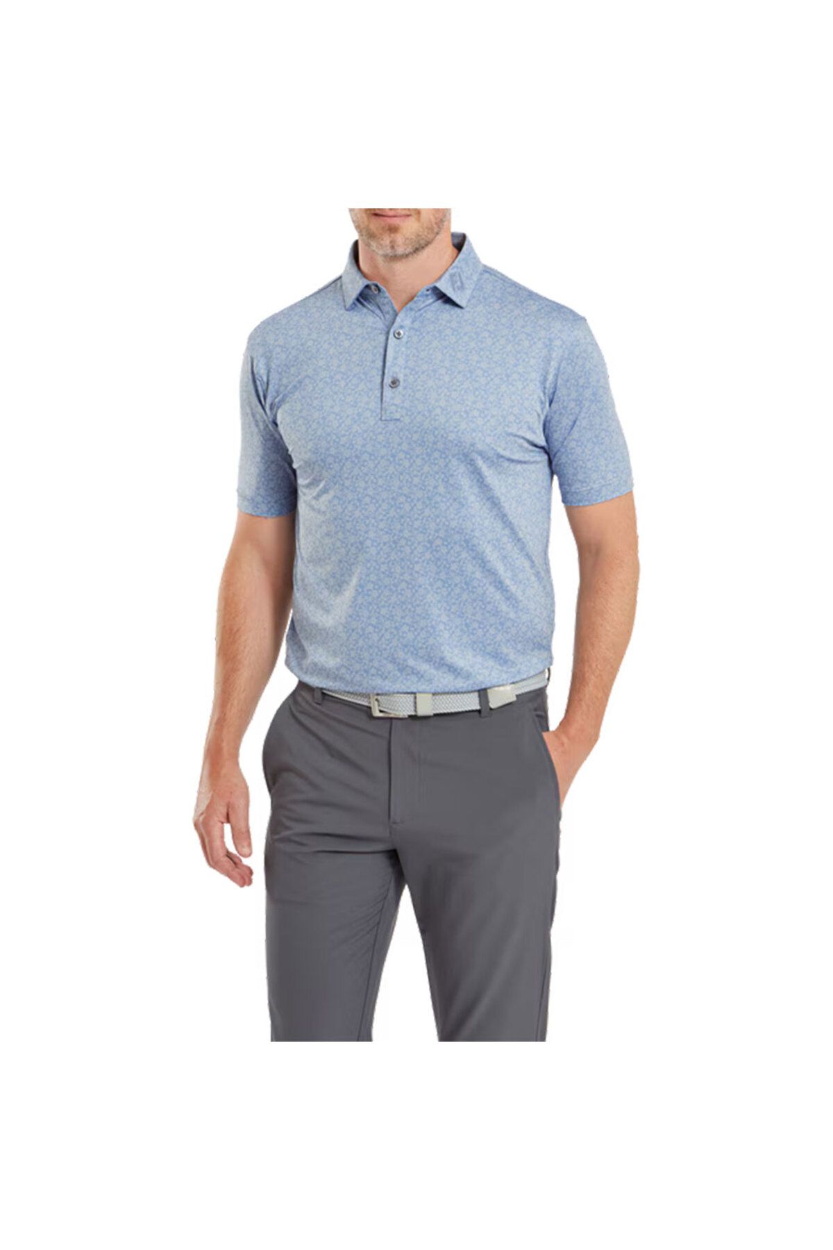 FootJoy Çiçek Baskılı Polo Yaka Golf T-Shirt Mavi 81618