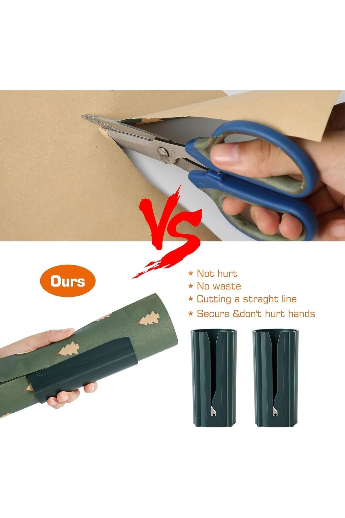 COOYA-2PCS Wrapping Paper Cutter,Embedded Blade Design,Fast Cutter,Keeps the Roll from Unraveling 5