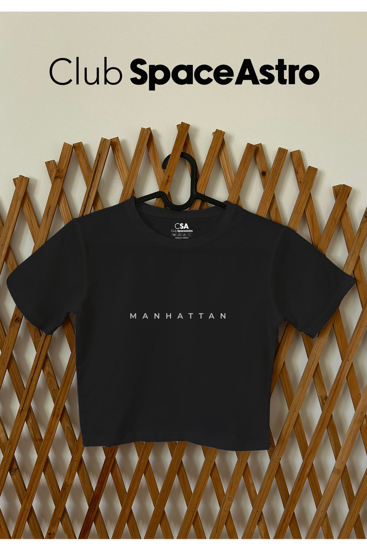 ClubSpaceAstro Manhatton Baskılı Pamuklu Likralı Bisiklet Yaka Crop Kadın Üst