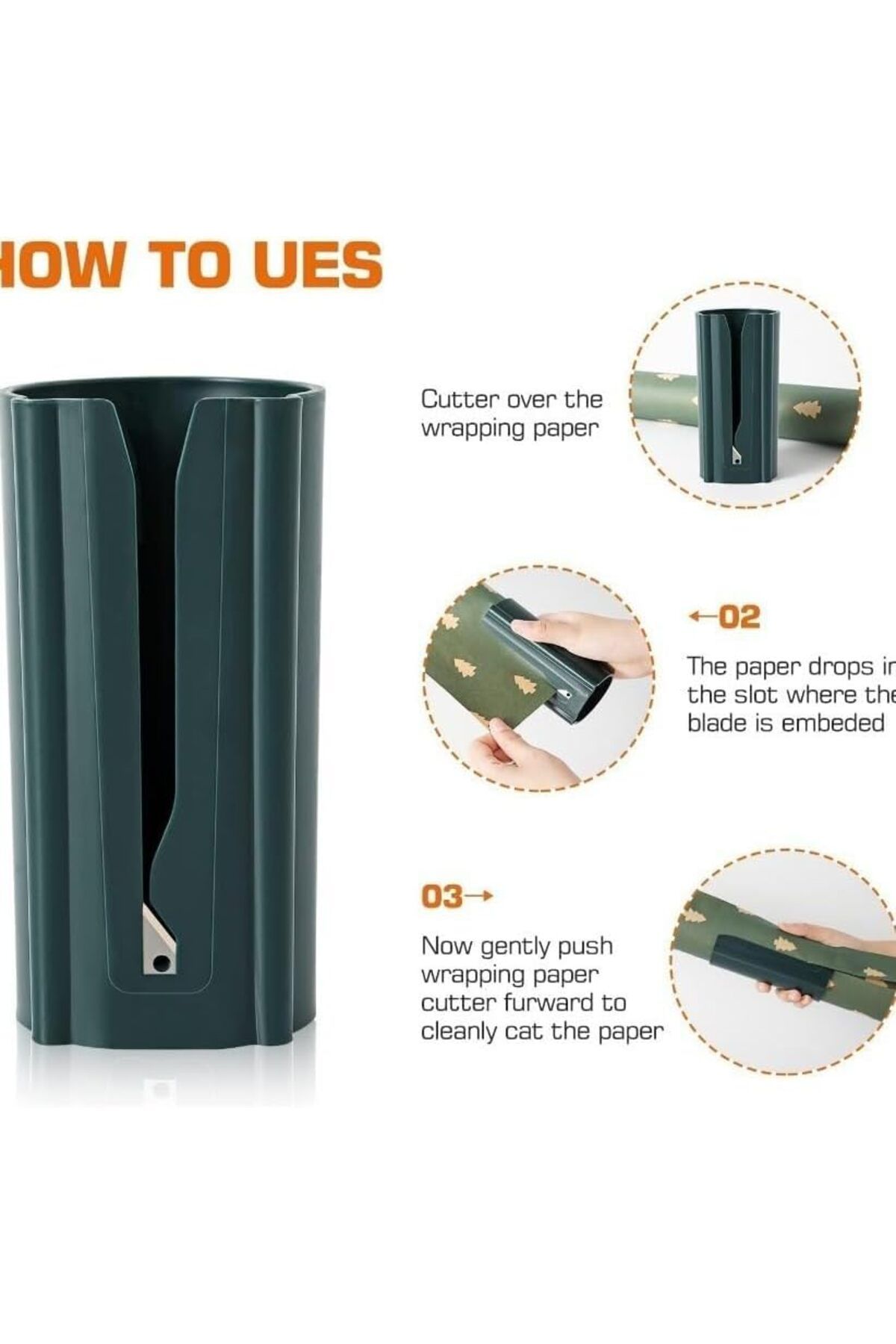 COOYA-2PCS Wrapping Paper Cutter,Embedded Blade Design,Fast Cutter,Keeps the Roll from Unraveling 3
