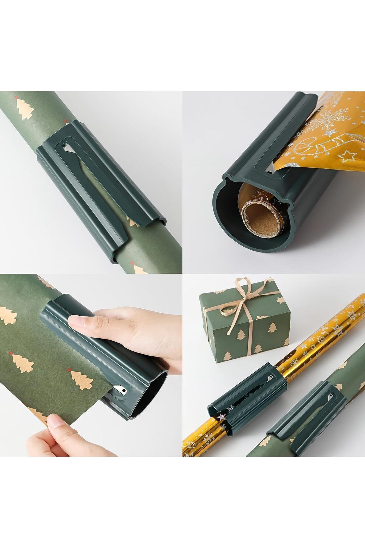 COOYA-2PCS Wrapping Paper Cutter,Embedded Blade Design,Fast Cutter,Keeps the Roll from Unraveling 6
