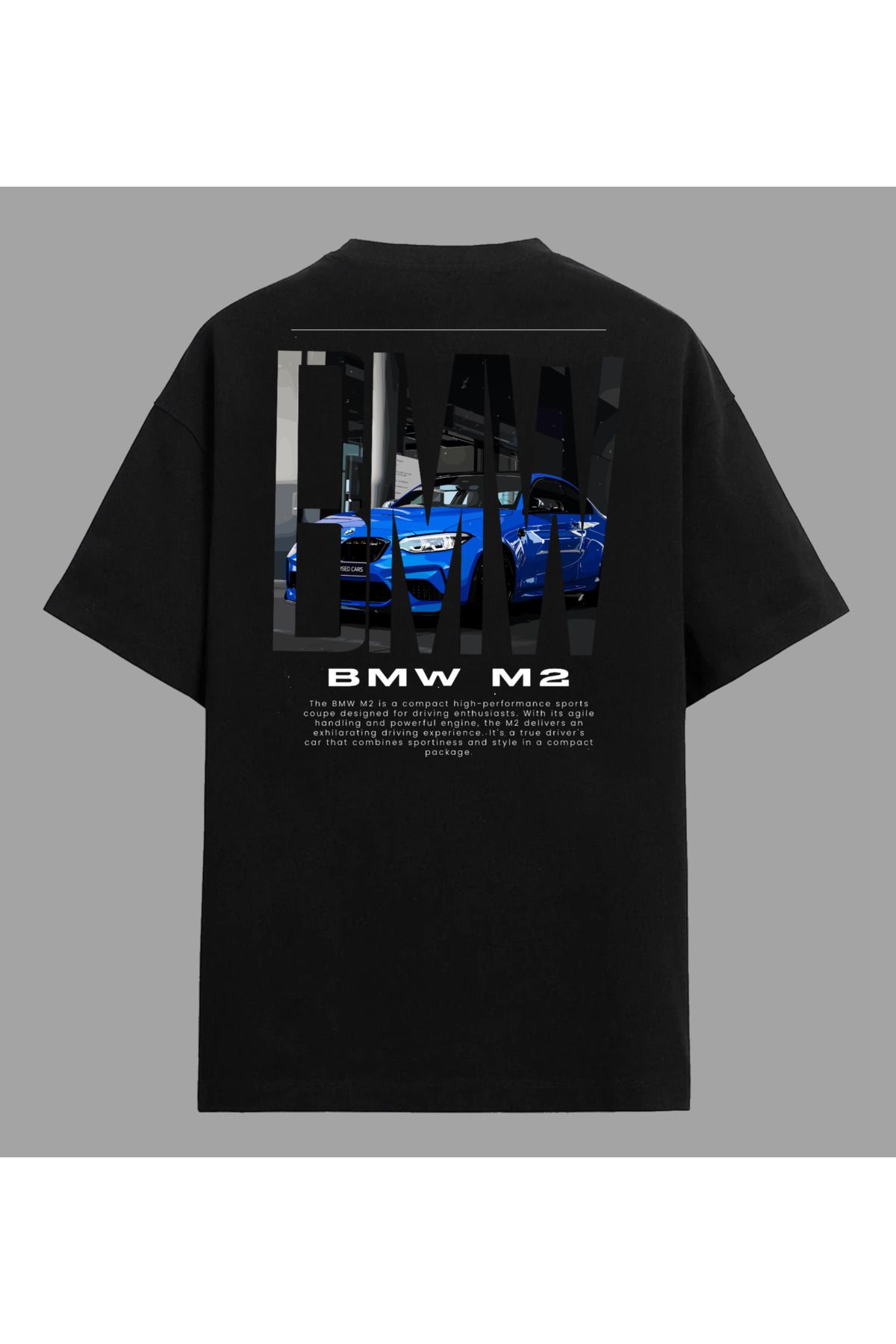 Edizen BMW M2 T-shirt Unisex Oversize %100 Pamuk Siyah
