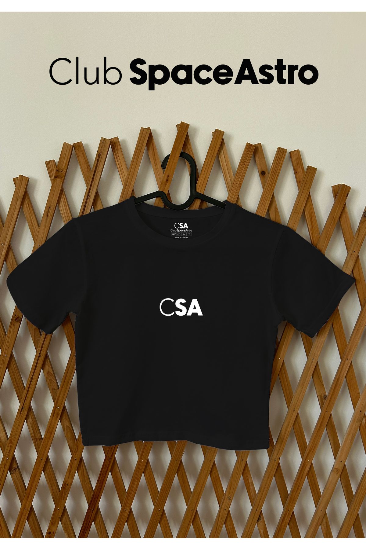 ClubSpaceAstro CSA Baskılı Pamuklu Likralı Bisiklet Yaka Crop Kadın Üst