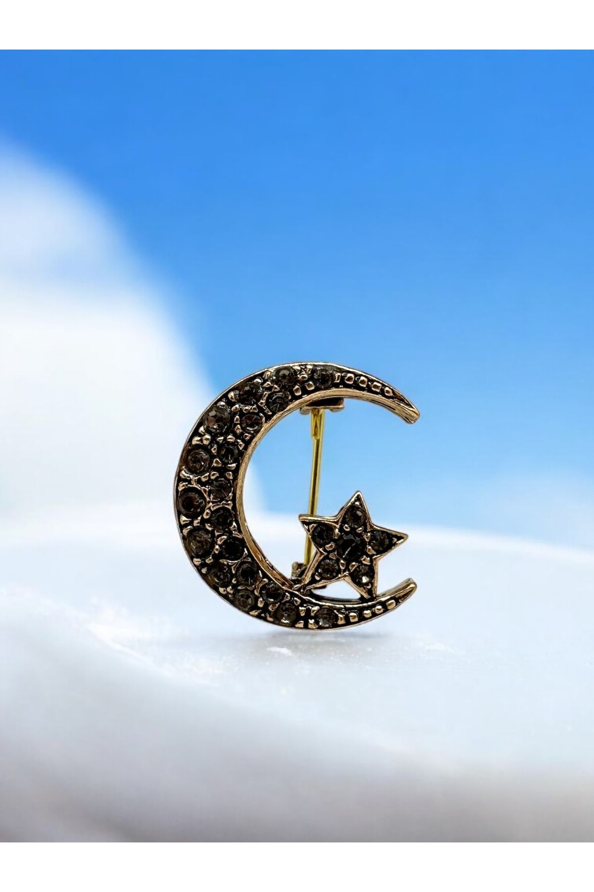 FUYA JEWELLERY Elmas Montür Ay Yıldız Broş