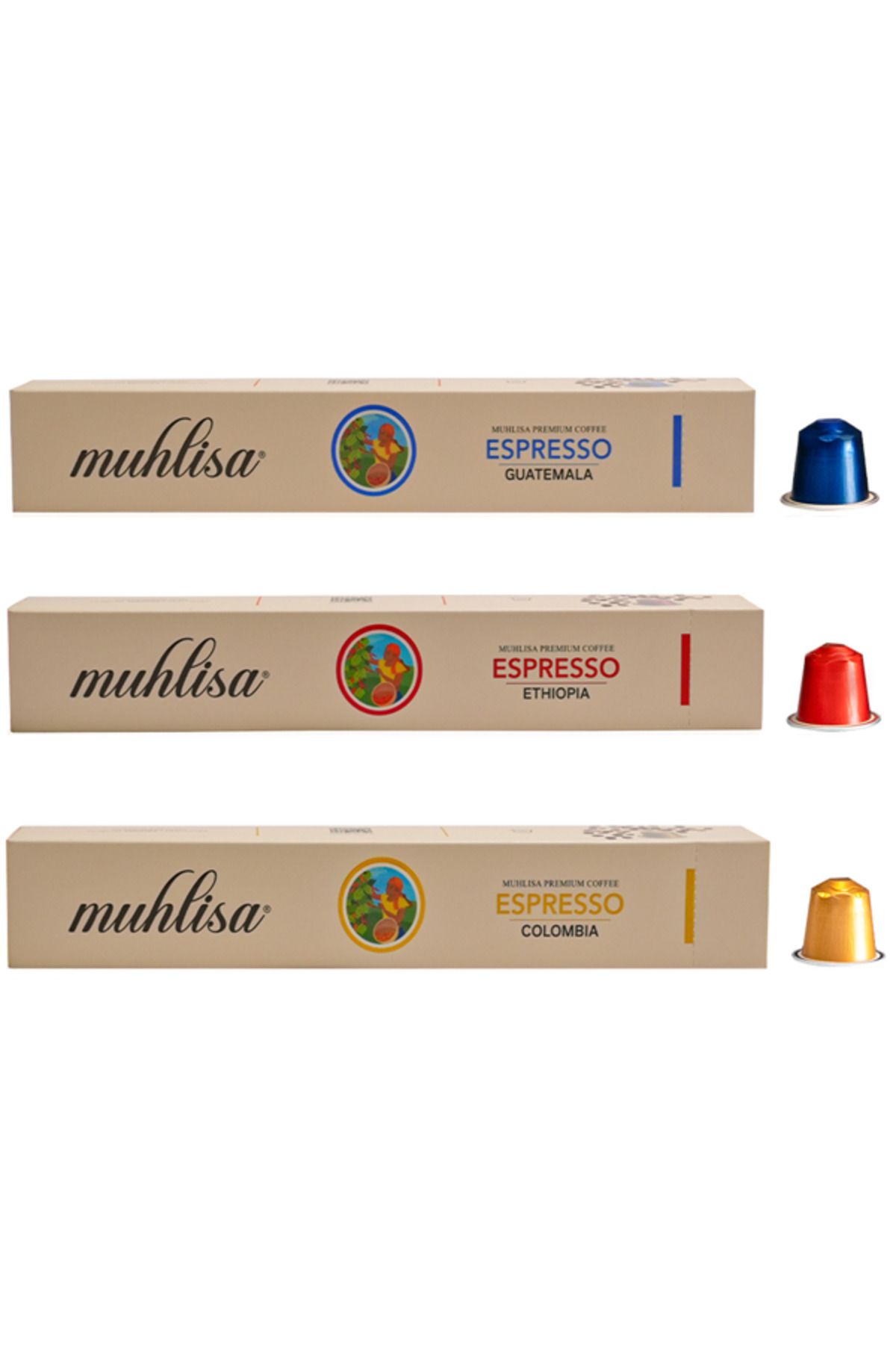 Omnex Muhlisa Espresso 3 Çeşit Kapsül Kahve Seti Guatemala, Ethiopia, Colombia (30 KAPSÜL)