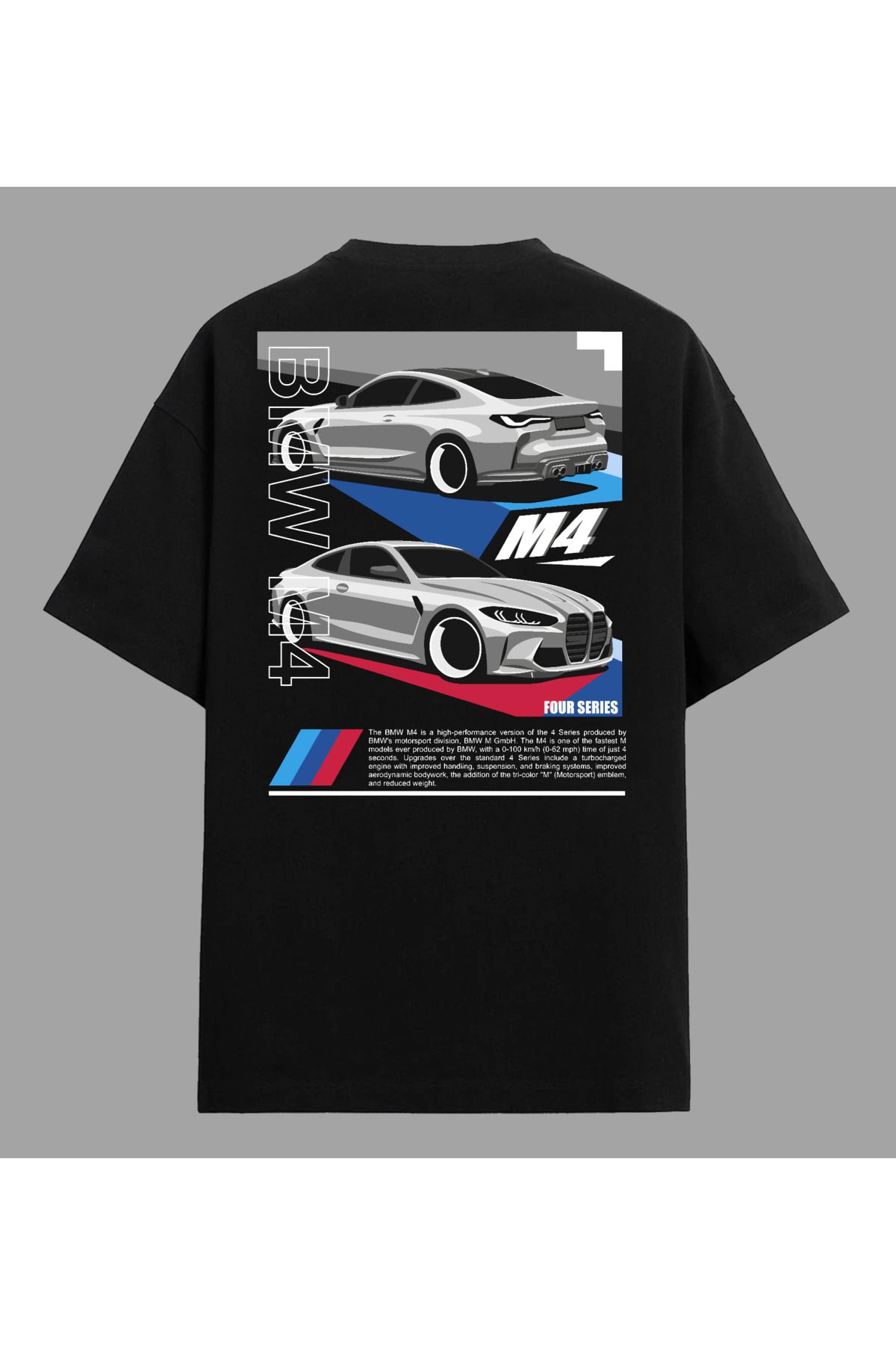 Edizen BMW M4 T-shirt Unisex Oversize %100 Pamuk Siyah