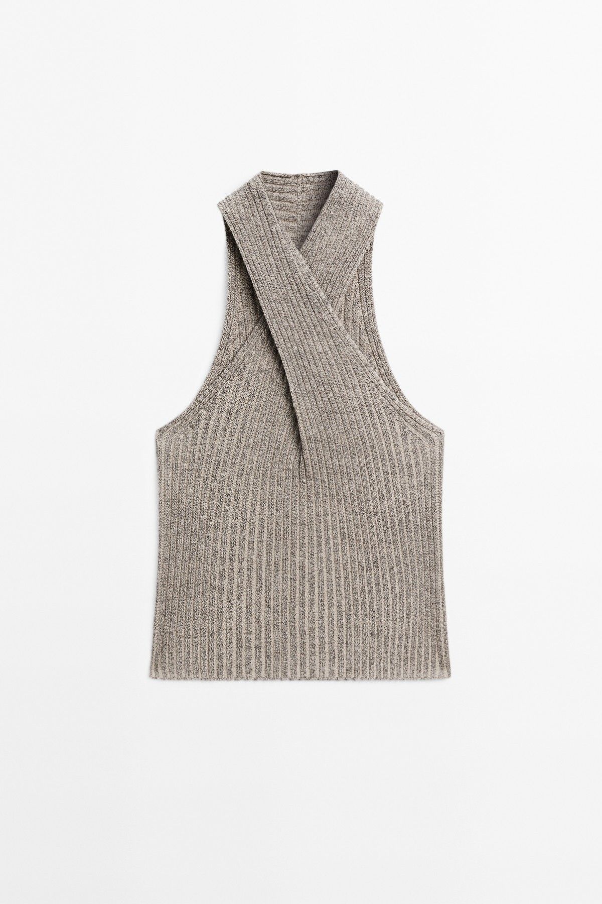 Massimo Dutti Pamuklu triko kruvaze top