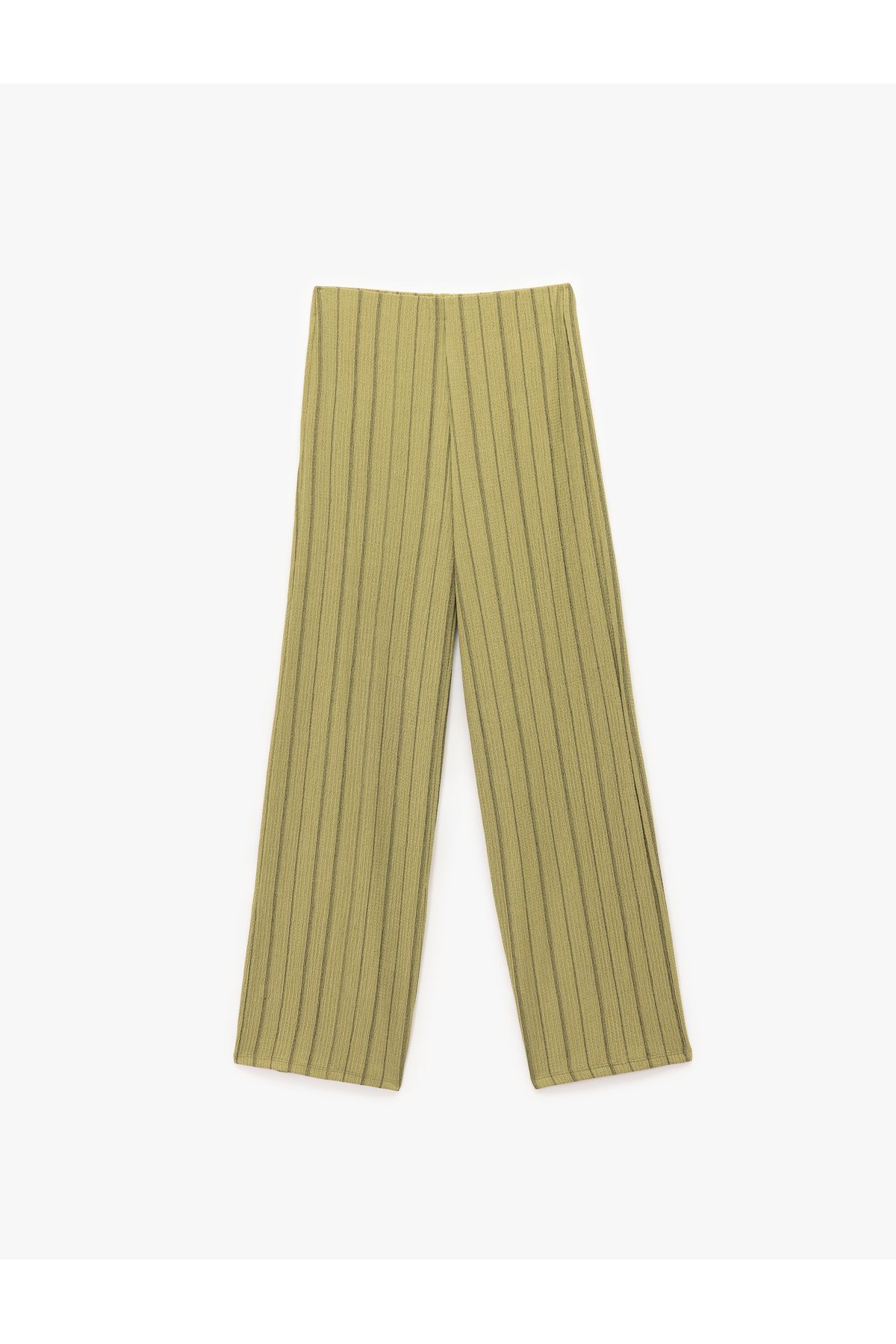 Koton Beli Lastikli Yüksek Bel Çizgili Bürümcük Geniş Paça Pantolon