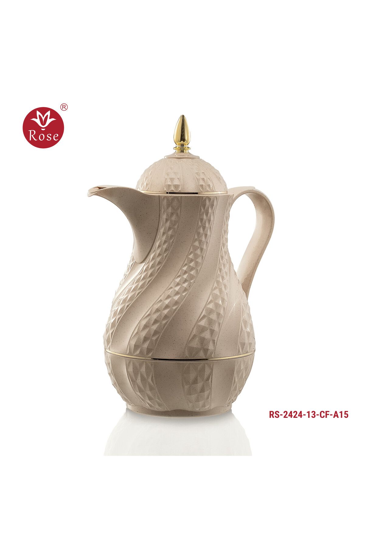 Rose-RS-2424 - A distinctive patterned tea and coffee thermos set consisting of two rose thermoses, one with a capacity of one and a half liters of coffee and one and a half liters of tea. 3