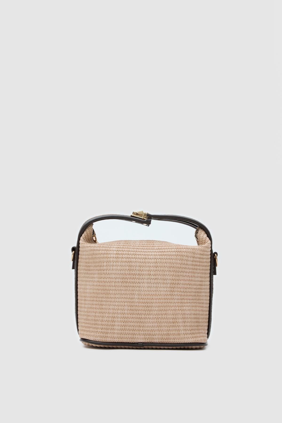 Shule Bags Hobo Bej Hasır Çapraz Çanta
