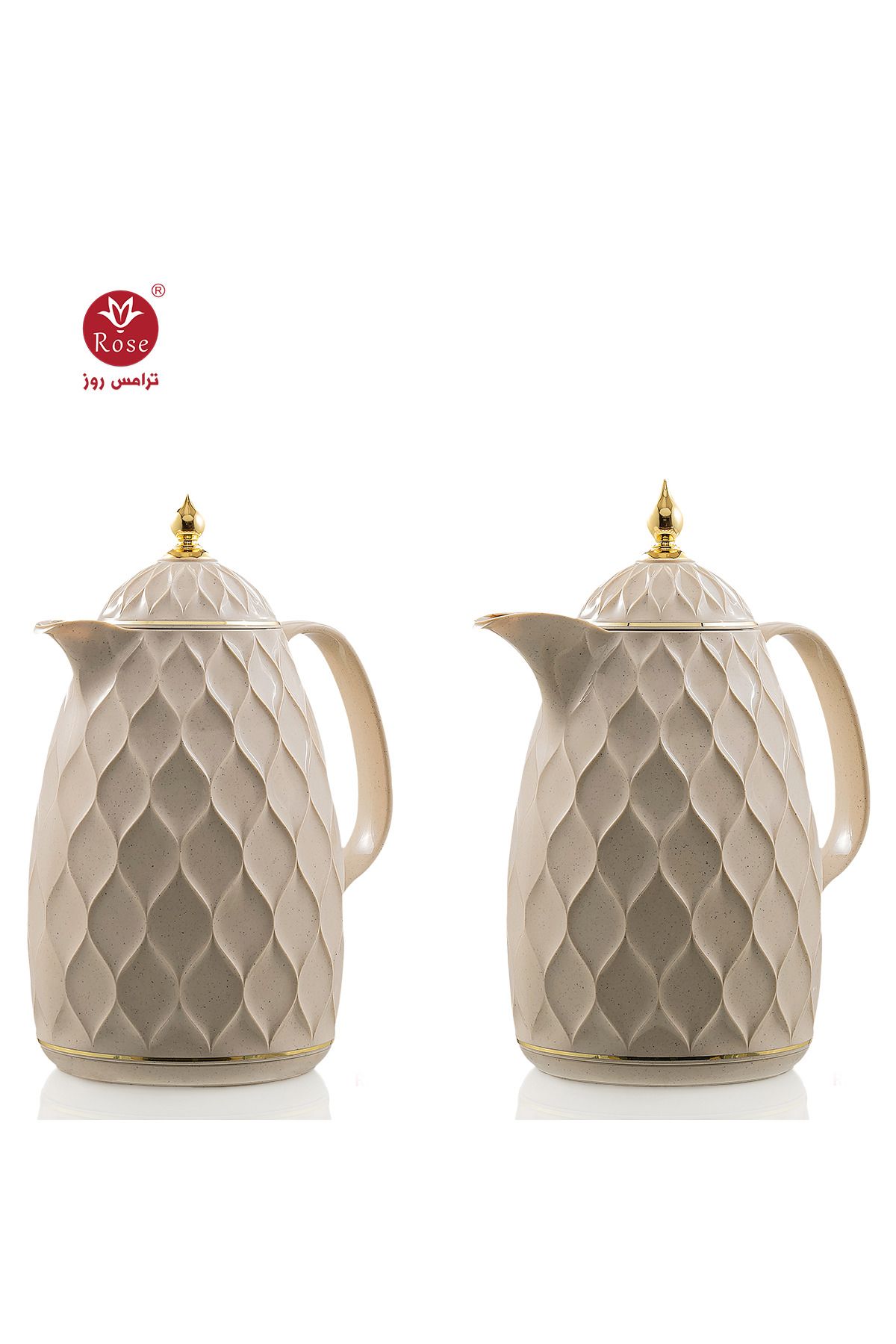 Rose-RS-2323 - A distinctive patterned tea and coffee thermos set consisting of two rose thermoses, one with a capacity of one and a half liters of coffee and one and a half liters of tea. 1