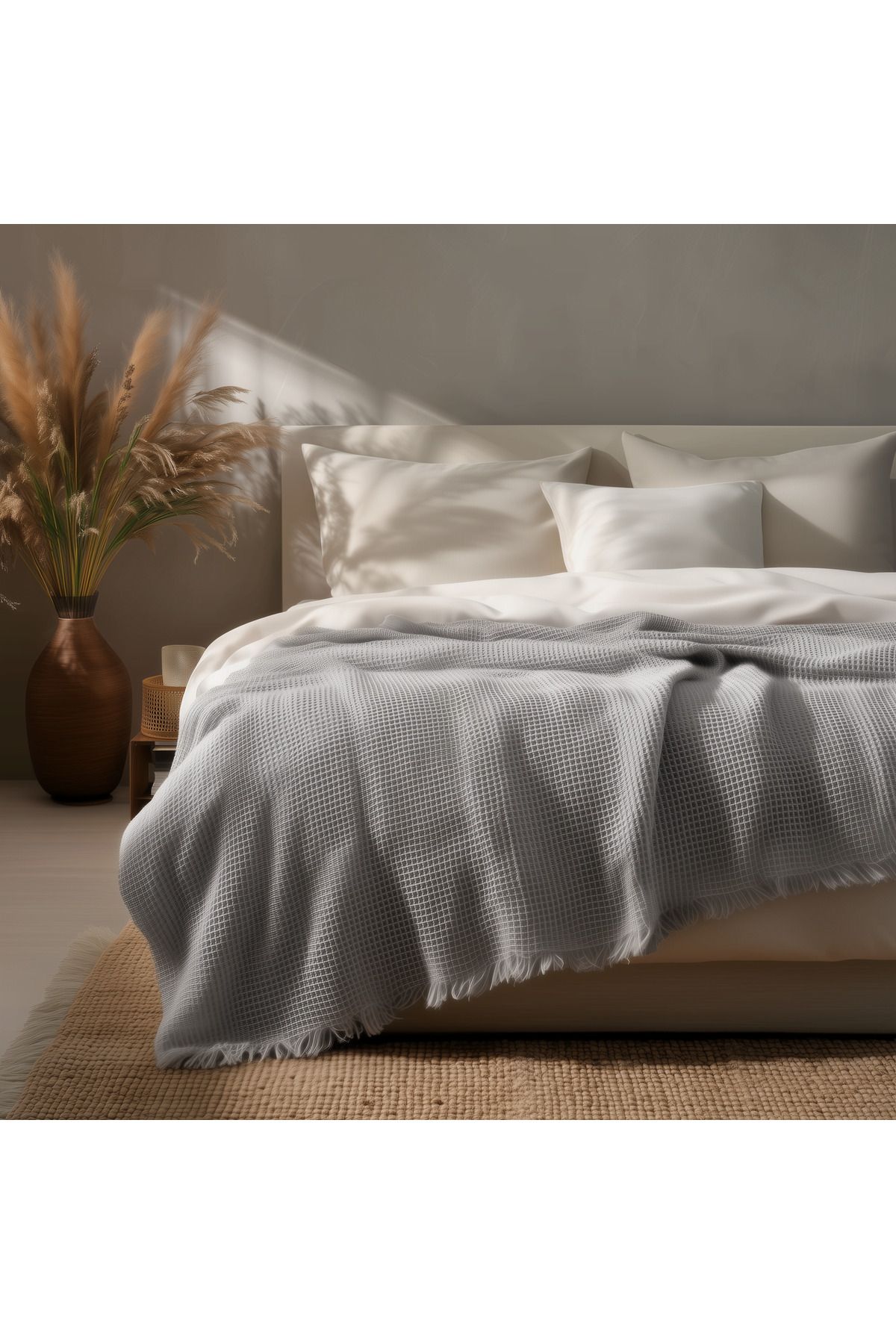 GOLD HOME COLLECTION Battal Yatak Örtüsü Pike,Waffle Desen