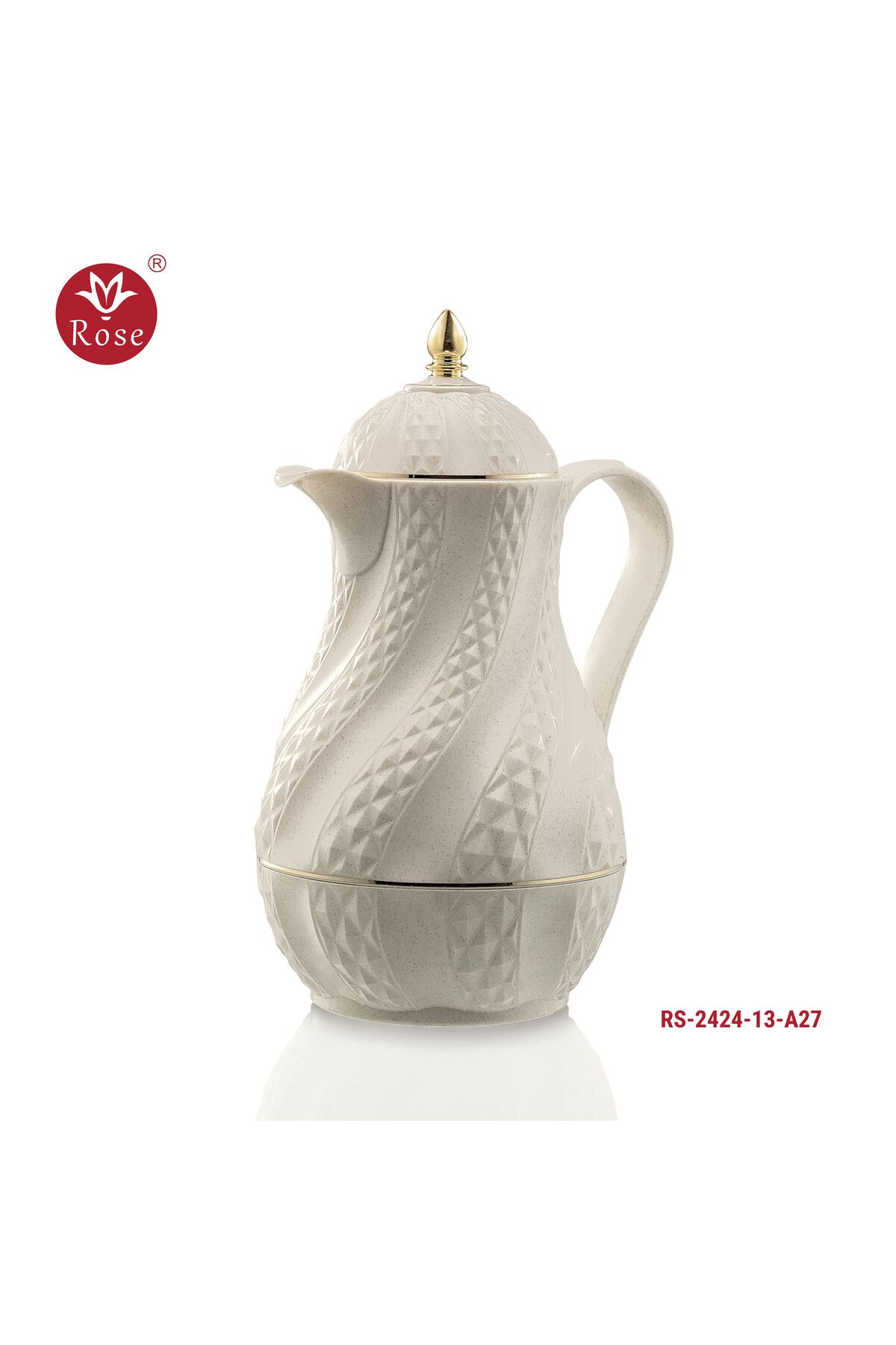 Rose-RS-2424 - A distinctive patterned tea and coffee thermos set consisting of two rose thermoses, one with a capacity of one and a half liters of coffee and one and a half liters of tea. 2