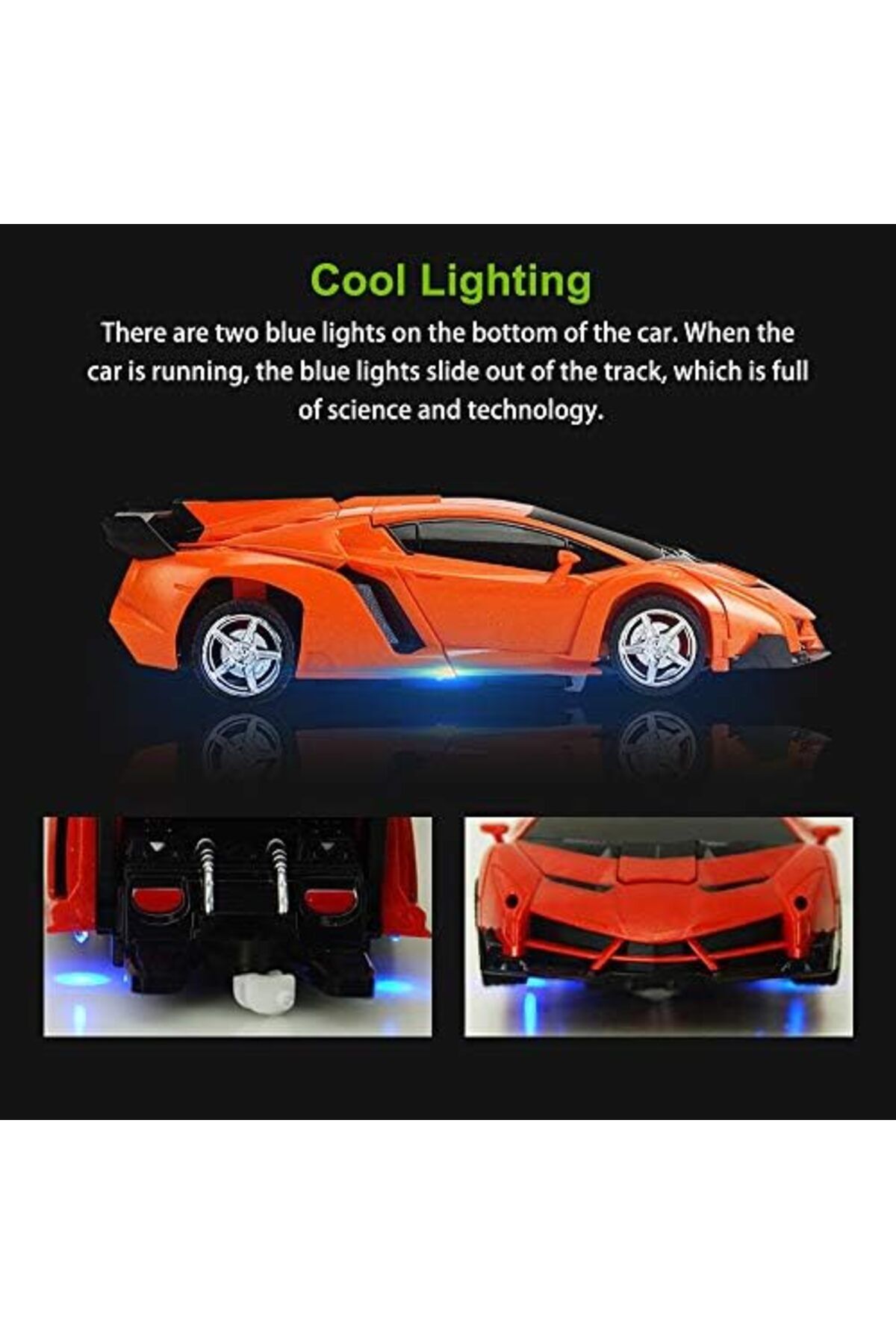 rexa-RC Cars Robot for Kids Transform Robot Remote Control Car Toy, One-Button Deformation Car Model Toy 4