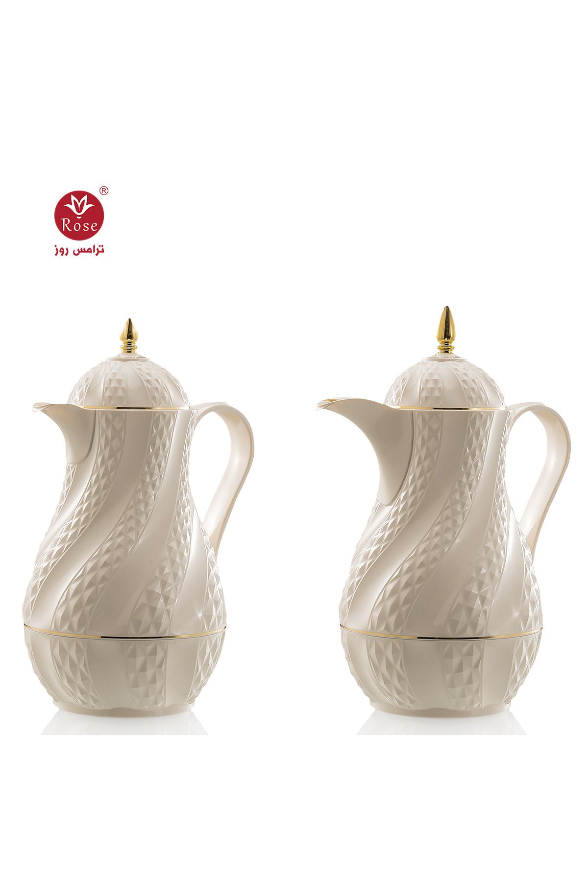 Rose-RS-2424 - A distinctive patterned tea and coffee thermos set consisting of two rose thermoses, one with a capacity of one and a half liters of coffee and one and a half liters of tea. 1
