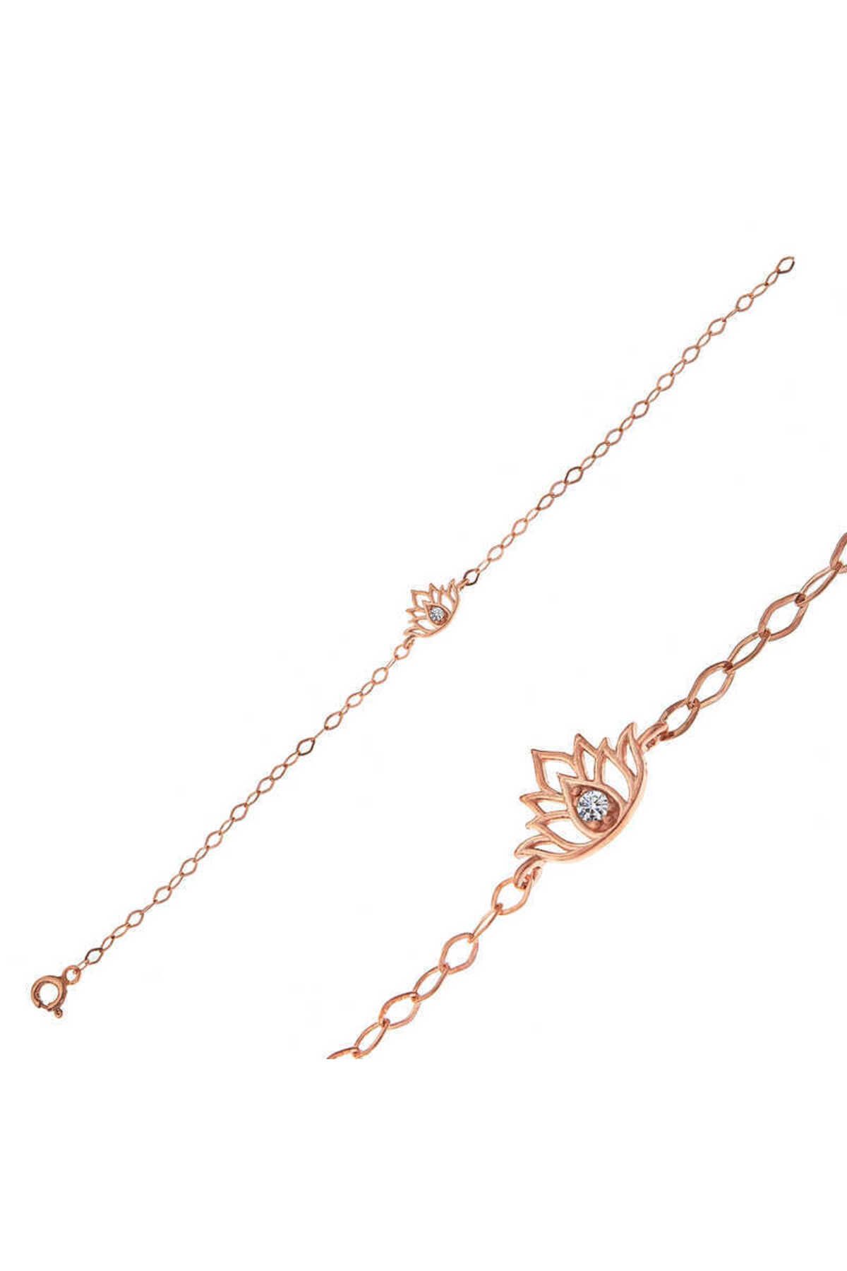 S PAZARIM Gümüş Rose Lotus Çiçeği Kadın Bileklik