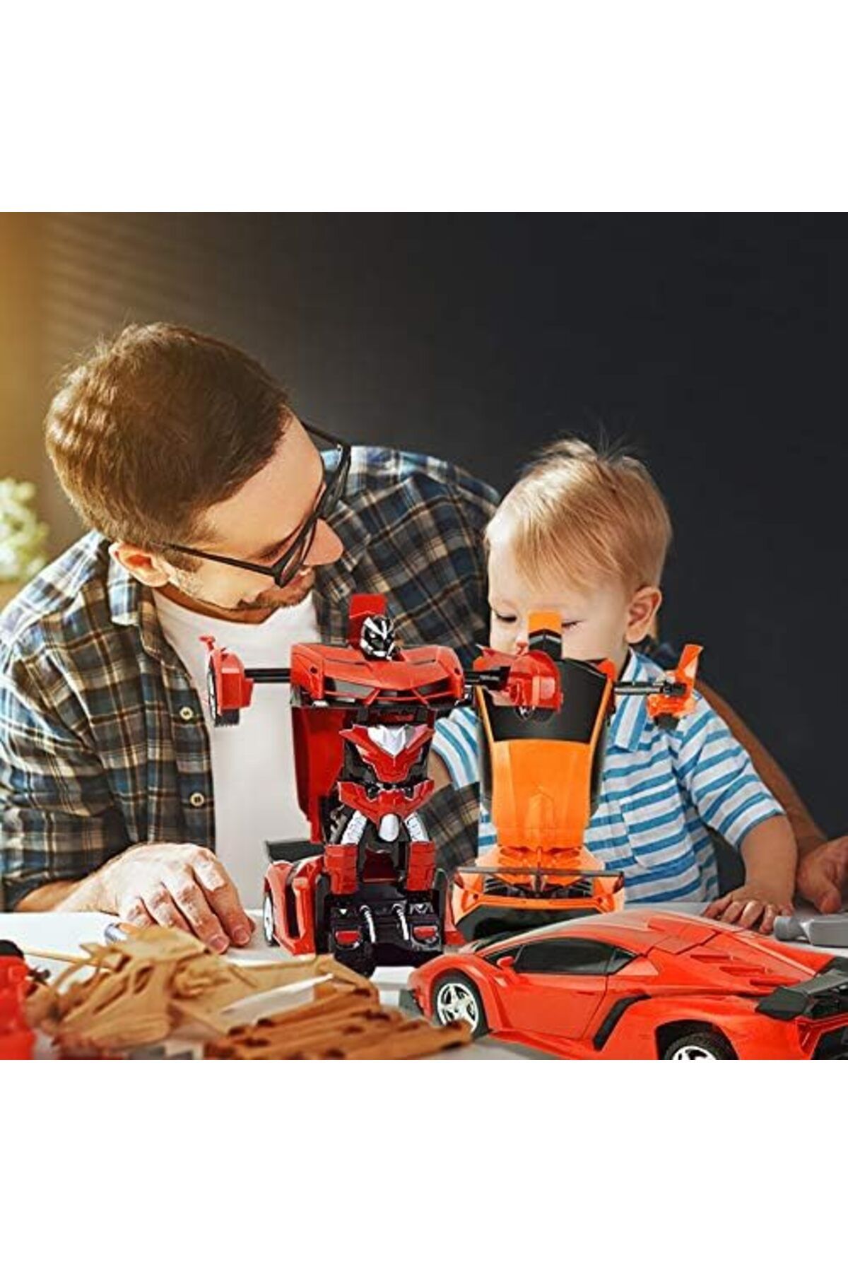rexa-RC Cars Robot for Kids Transform Robot Remote Control Car Toy, One-Button Deformation Car Model Toy 6