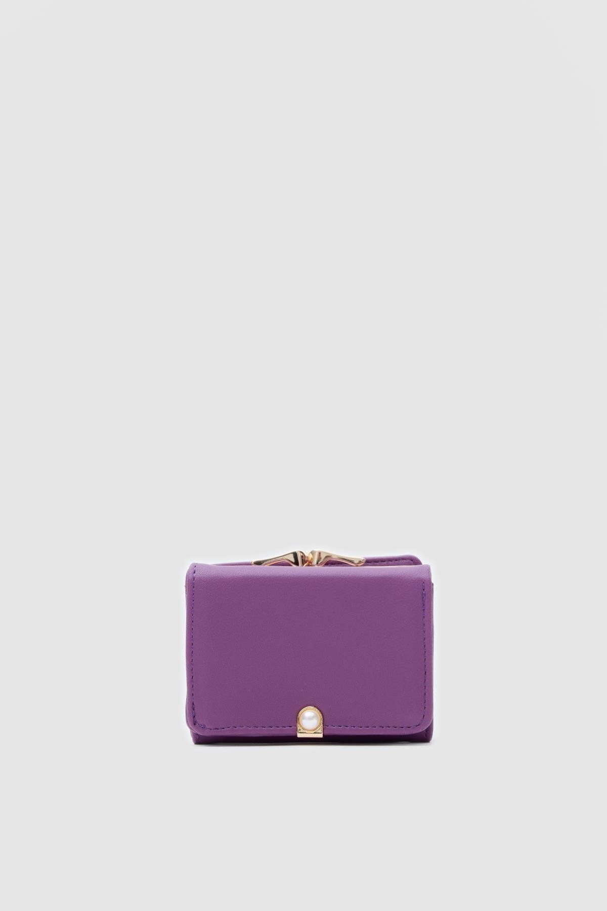 Shule Bags Daisy Mor İncili Burslu Cüzdan