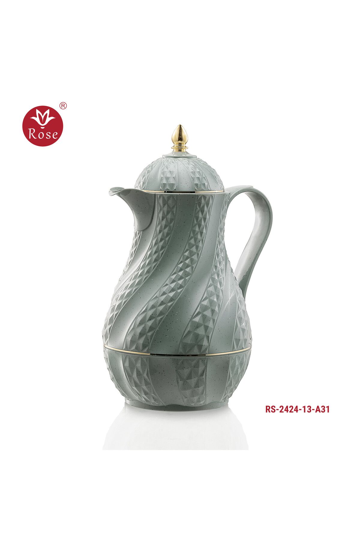 Rose-RS-2424 - A distinctive patterned tea and coffee thermos set consisting of two rose thermoses, one with a capacity of one and a half liters of coffee and one and a half liters of tea. 2