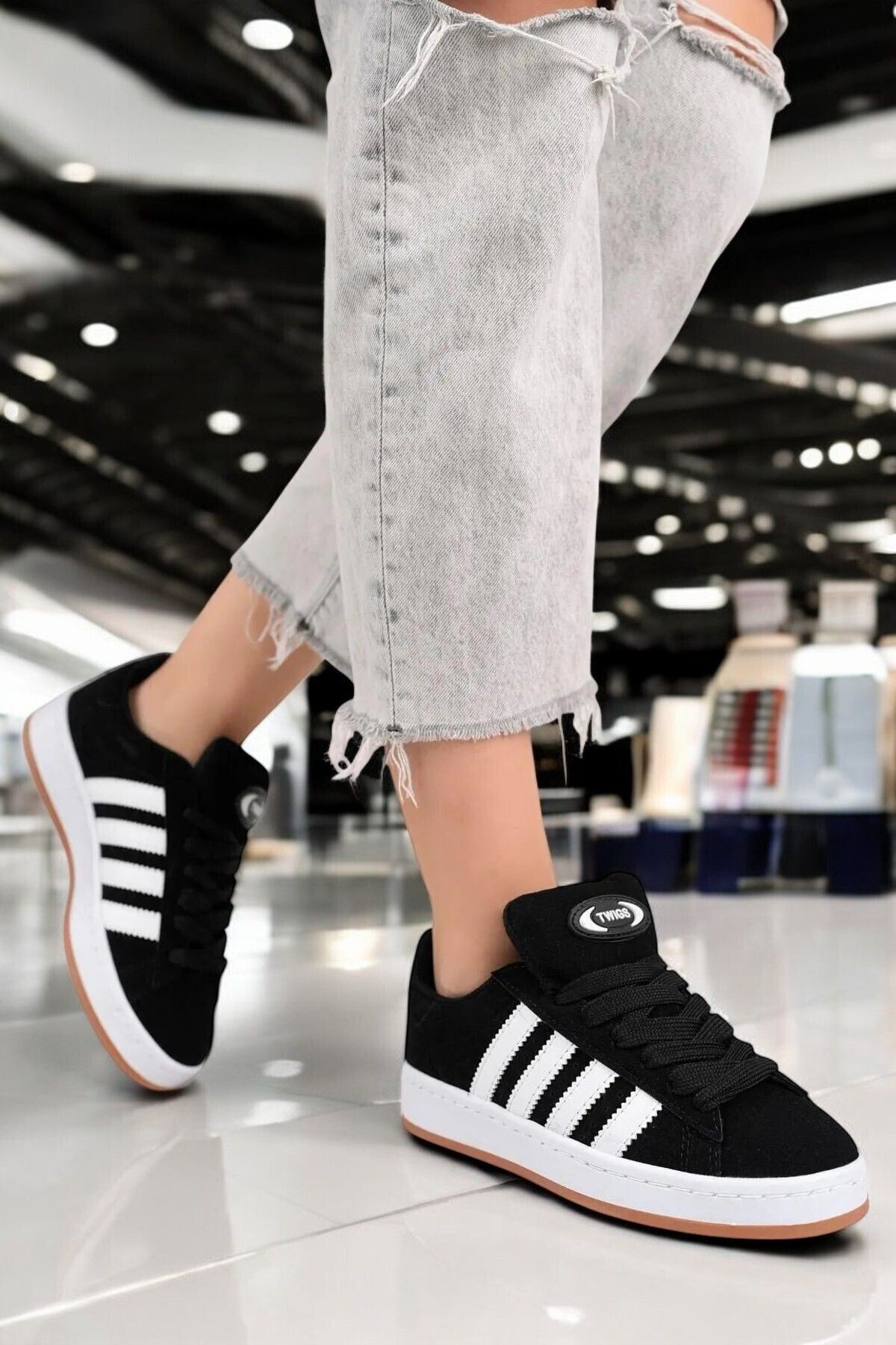 BİKAJOO Unisex Siyah Süet Günlük Düz Taban Rahat Spor Ayakkabı BKJ4000