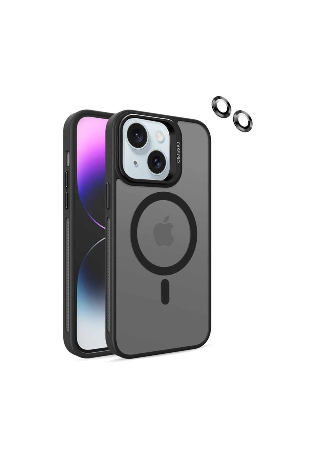 DC TECNO Apple iPhone 15 Kılıf Magsafe Standlı + Klon Kamera Lensli Kapak