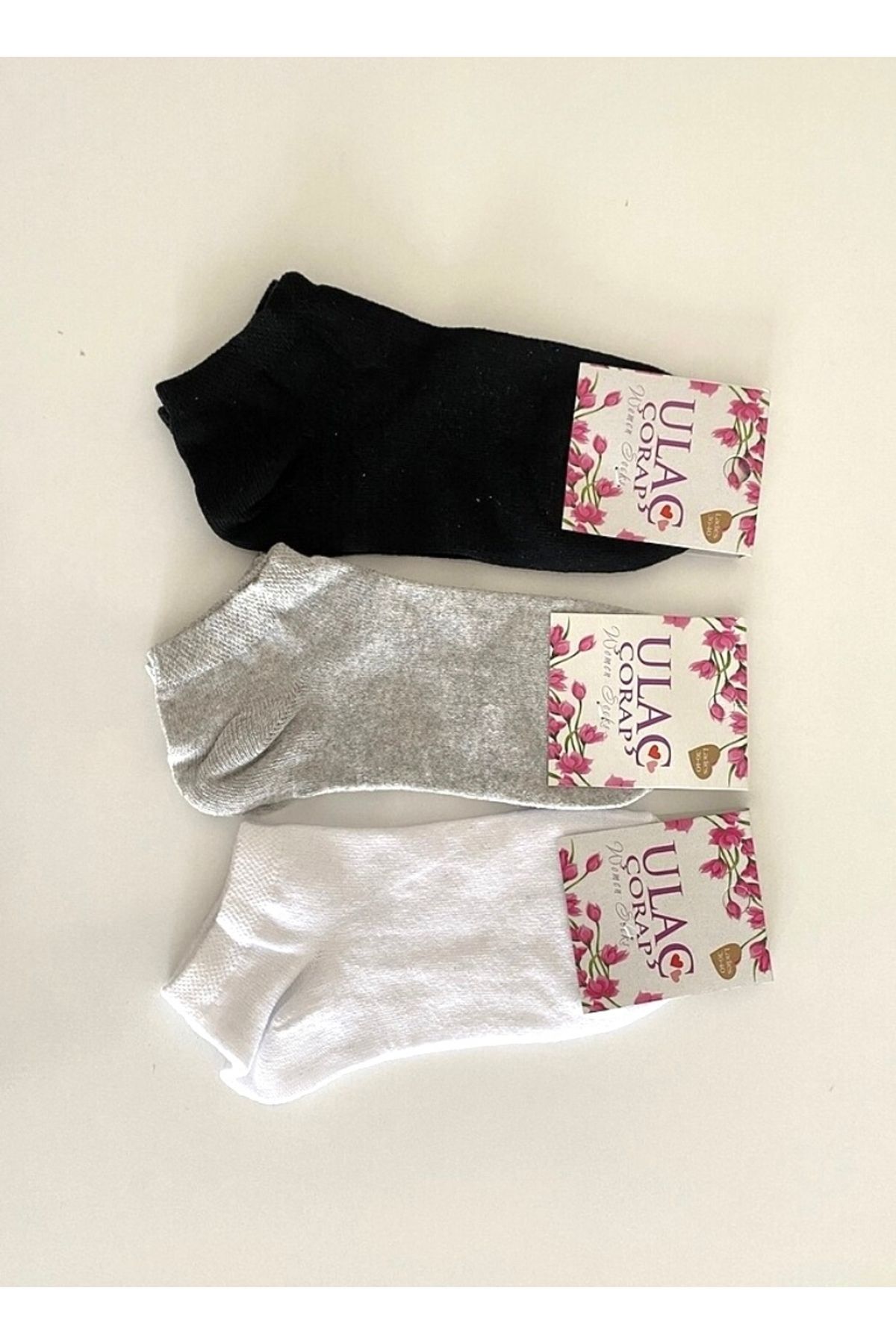 Petek Collection 3’lü patik çorap (siyah,beyaz,gri)