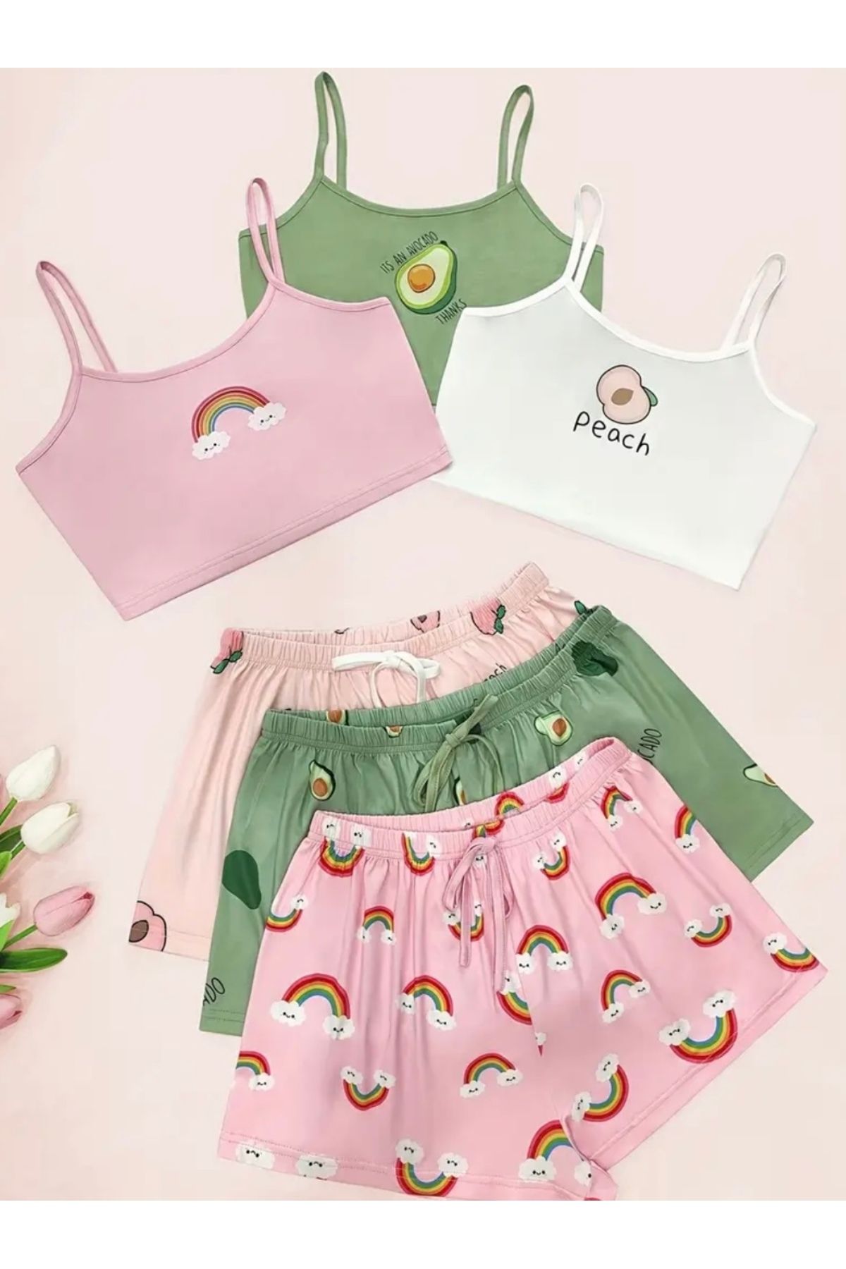 SEAR LİNGERİE Mini Vibes Üçlü şortlu pijama takımı seti