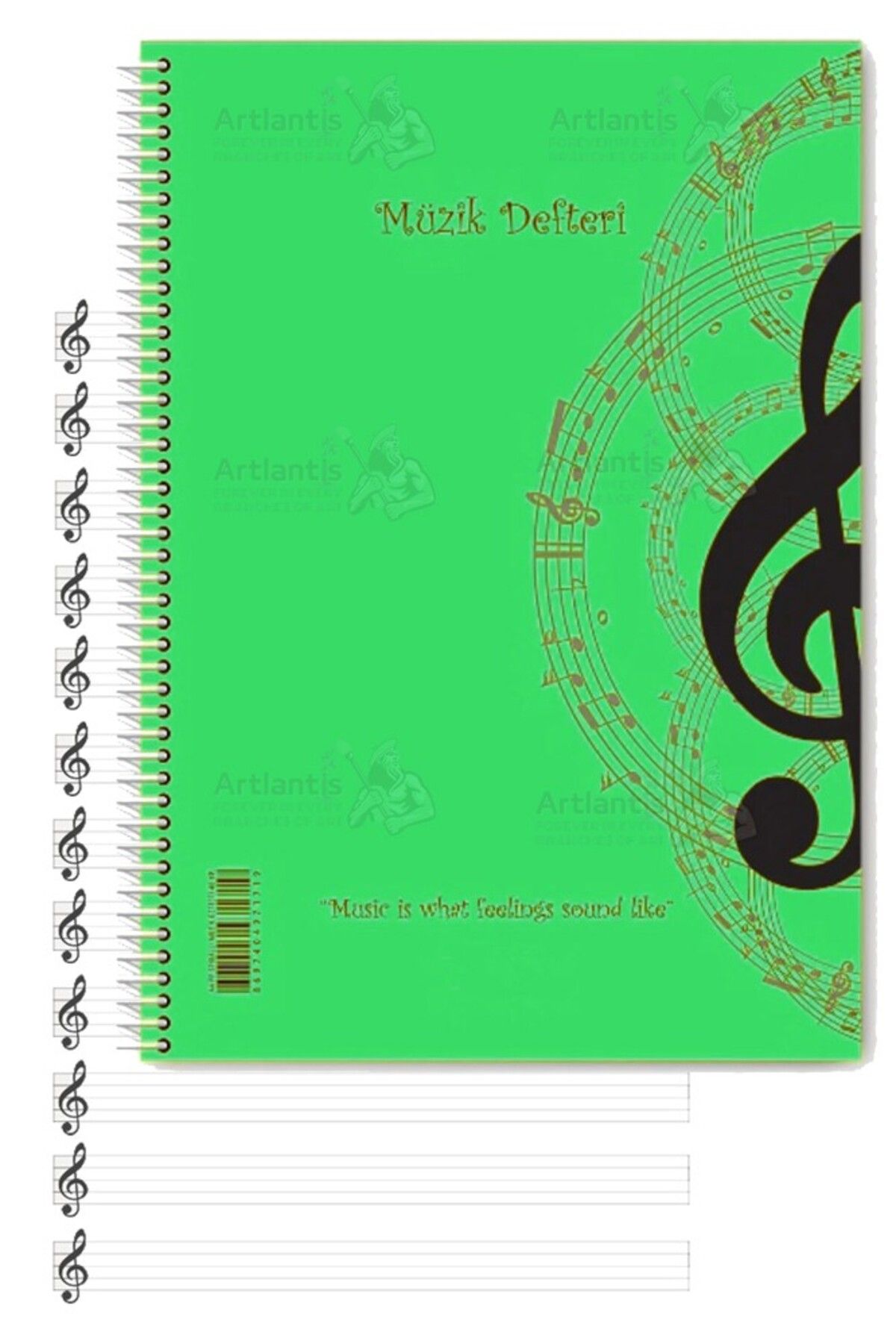 Artlantis Müzik Defteri A4 Spralli 40 Yaprak 1 Adet Sol Anahtarlı Telli Müzik Defteri Büyük Boy 12 Sütunlu