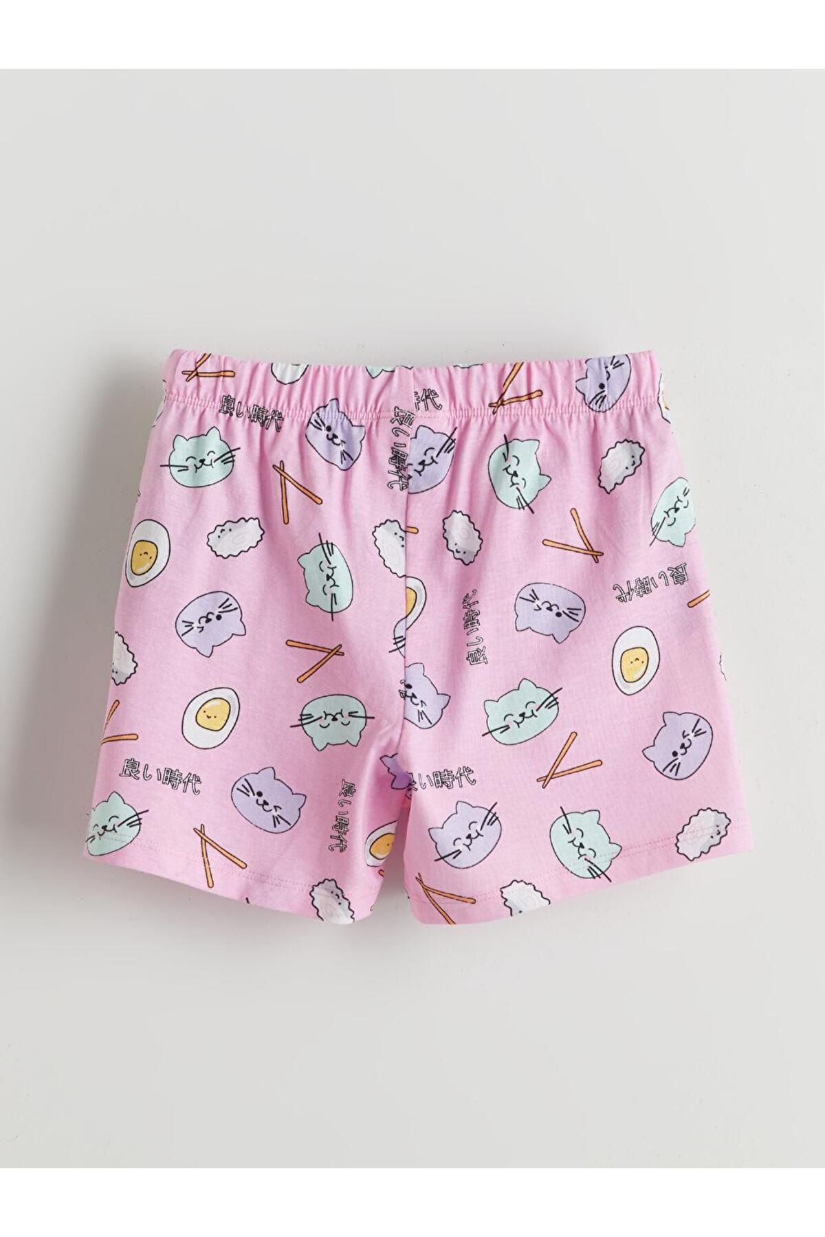 Baskılı Kız Çocuk Şortlu Pijama Takım (S5) - 4