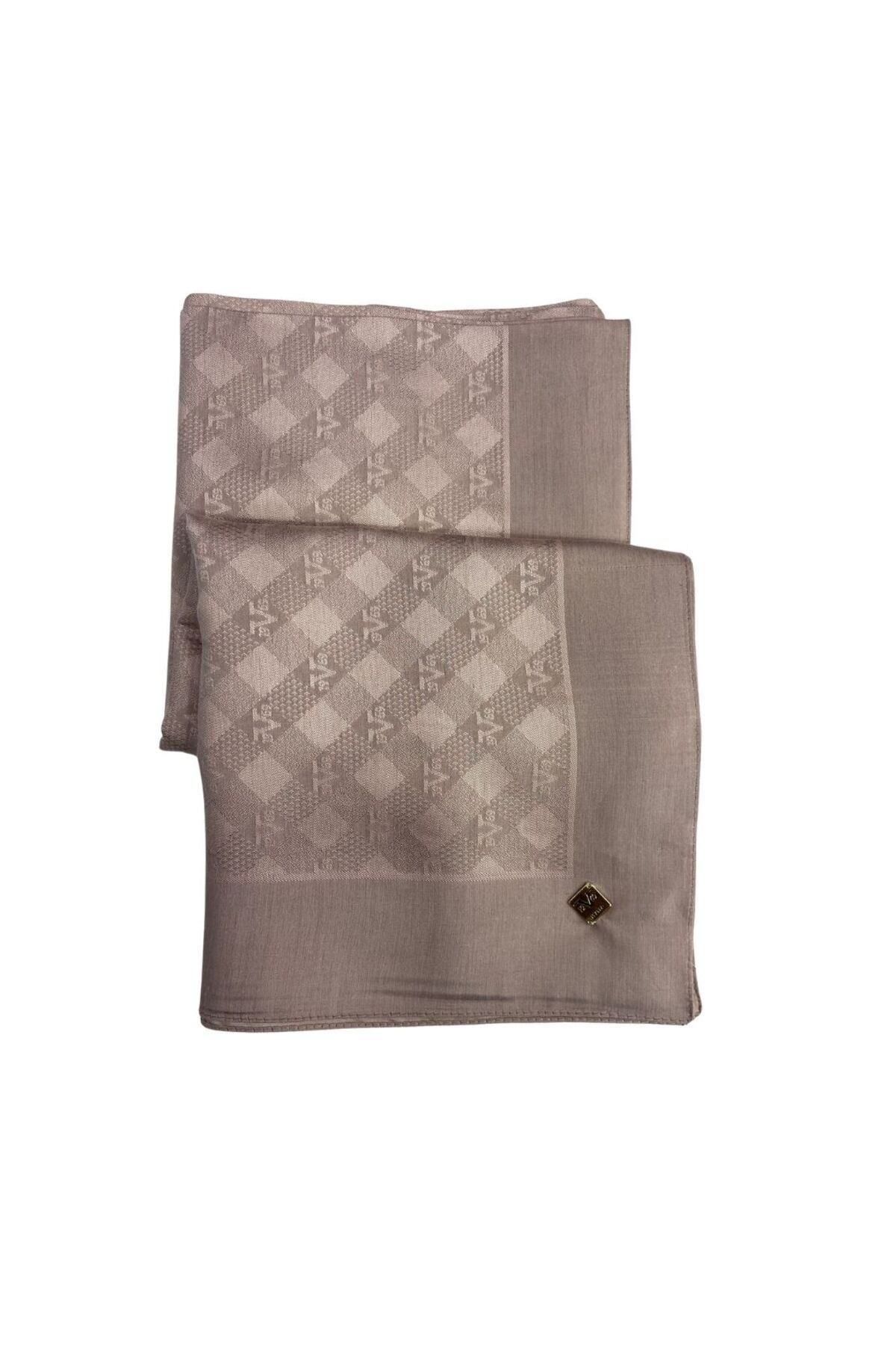 19V69 ITALIA Düz Renk Jakarlı Yün Seri Eşarp Askısı ile Birlikte 120x120 cm