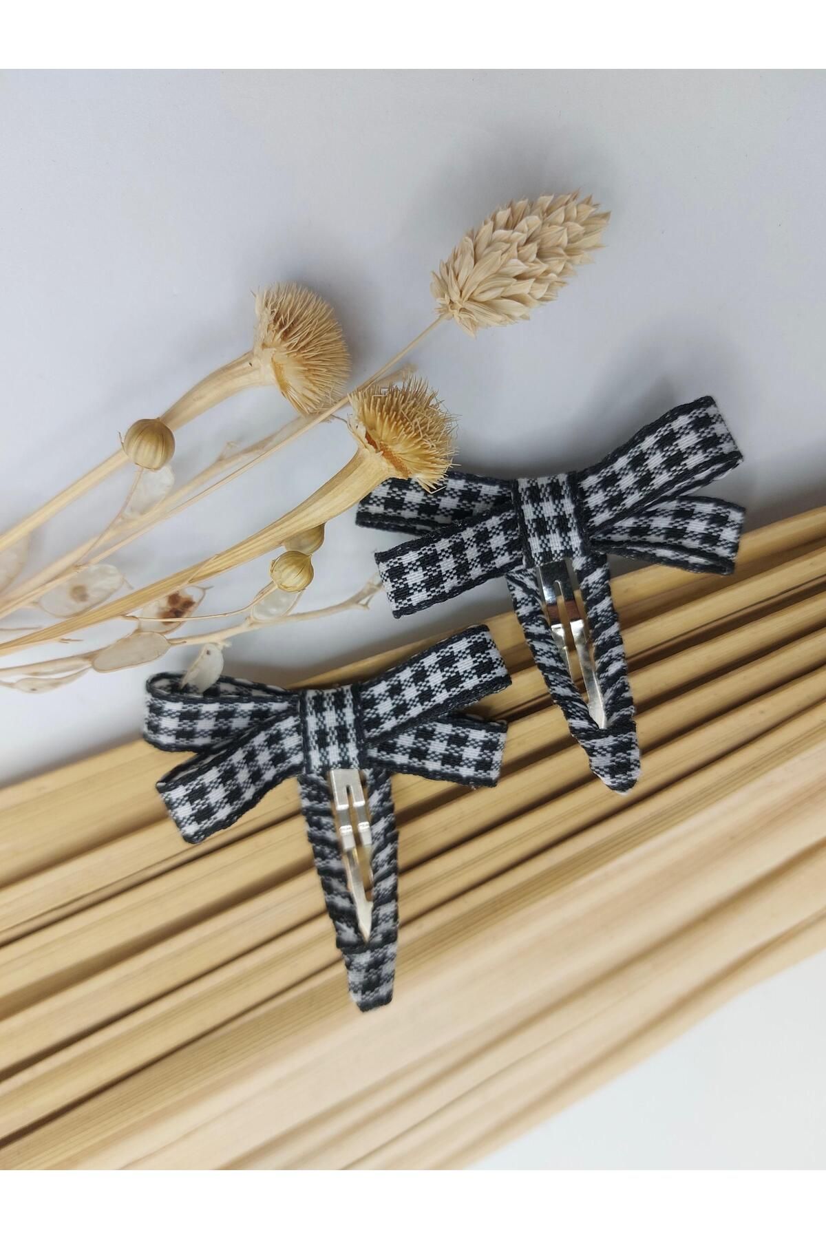 AsRa Accessories Siyah pötikare fiyonk çıtçıt toka