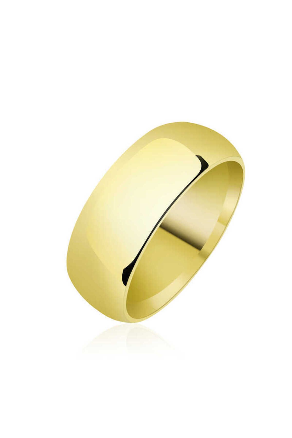 ecepazarlama 8 mm Düz Bombeli Gold Gümüş Alyans