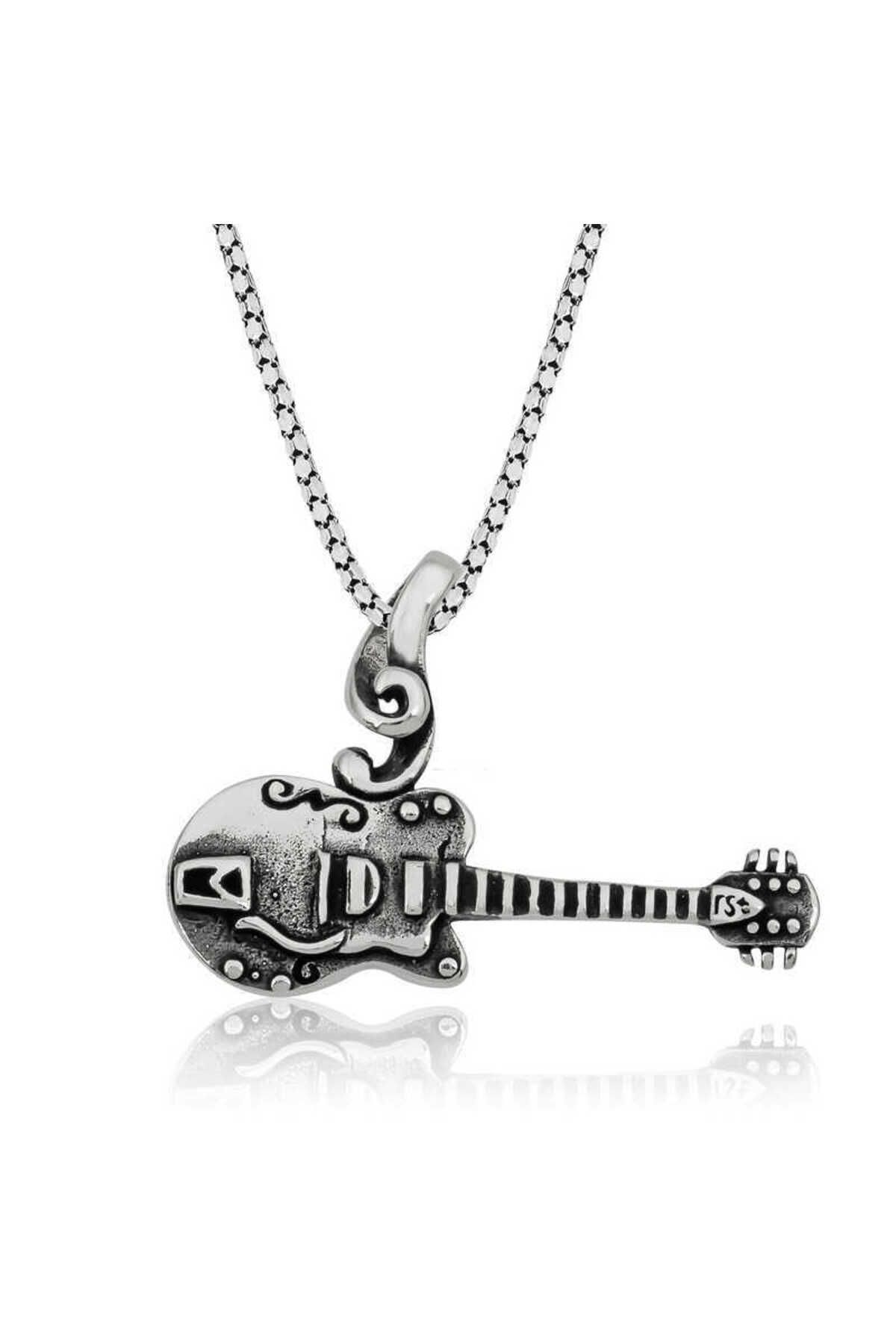 ecepazarlama Gümüş Gitar Kolye