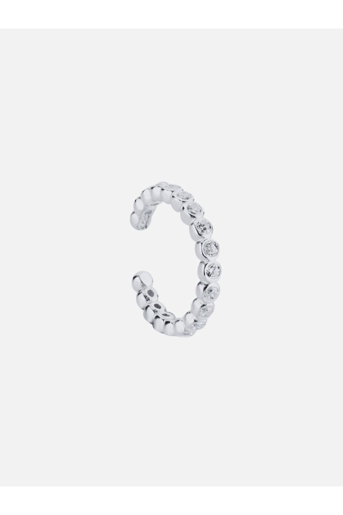 LİNYA JEWELLERY Sıra Taşlı Mini Kıkırdak Küpe Gümüş
