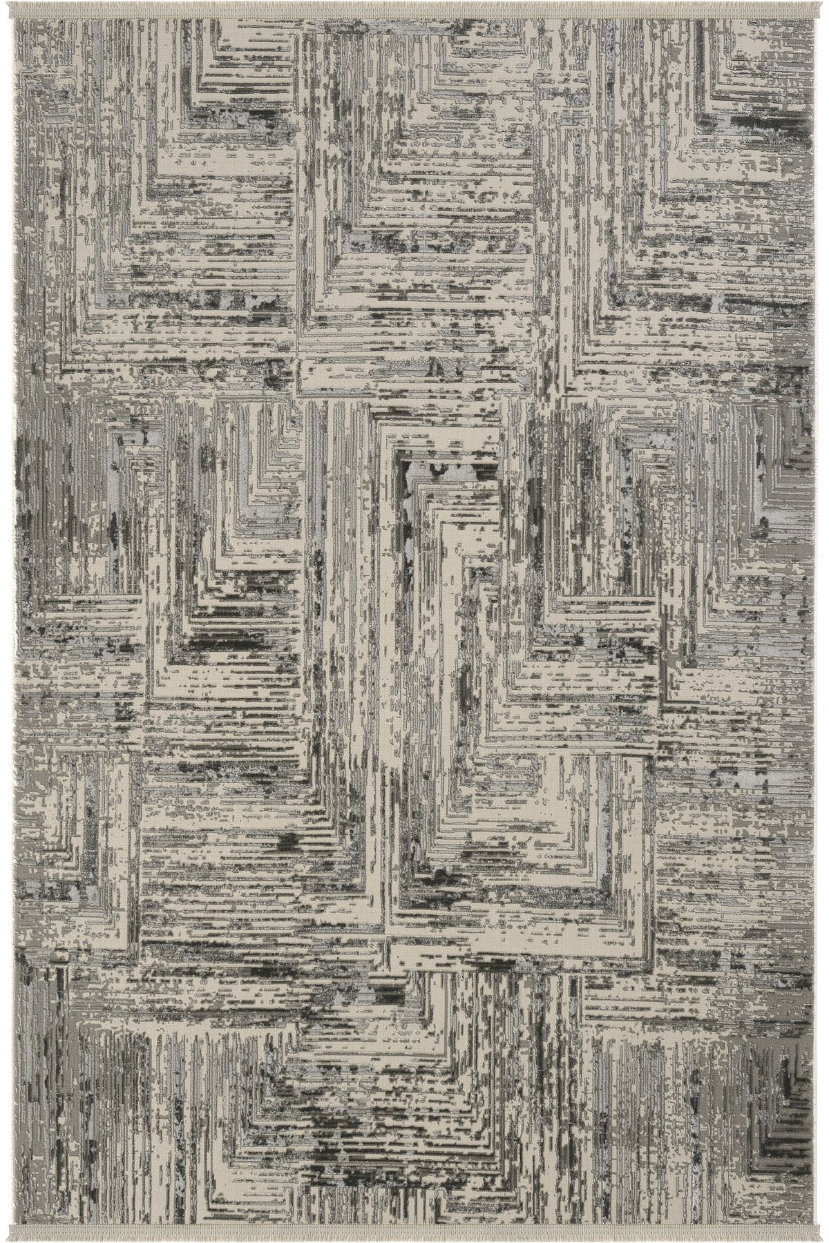 Cool Halı Venedik Krem Gri Halı Soyut Geometrik Desenli Makine Dokuması Modern Oturma Odası Salon Halısı