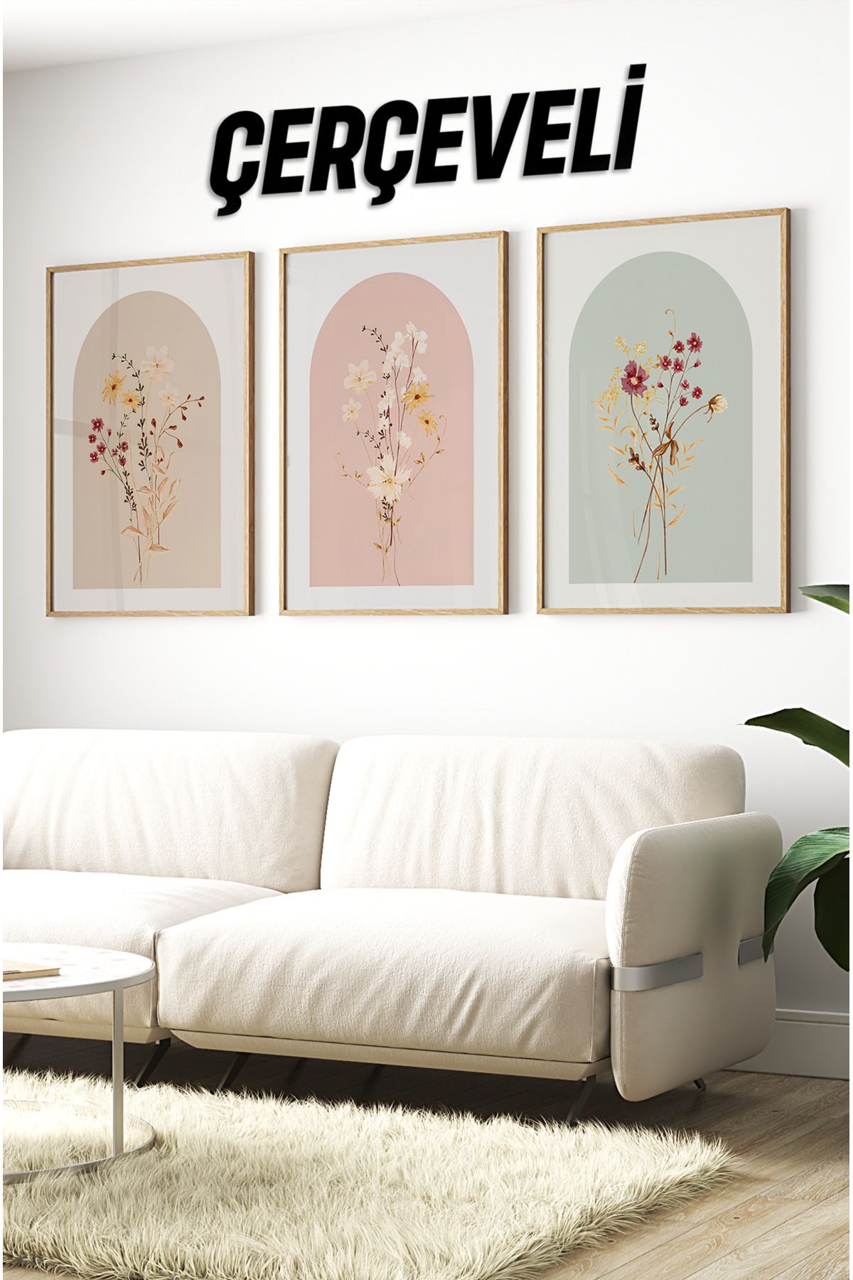 kutuTR Ahşap Çerçeveli Mdf Tablo Seti Salon Ve Oturma Odası Için Çt3089