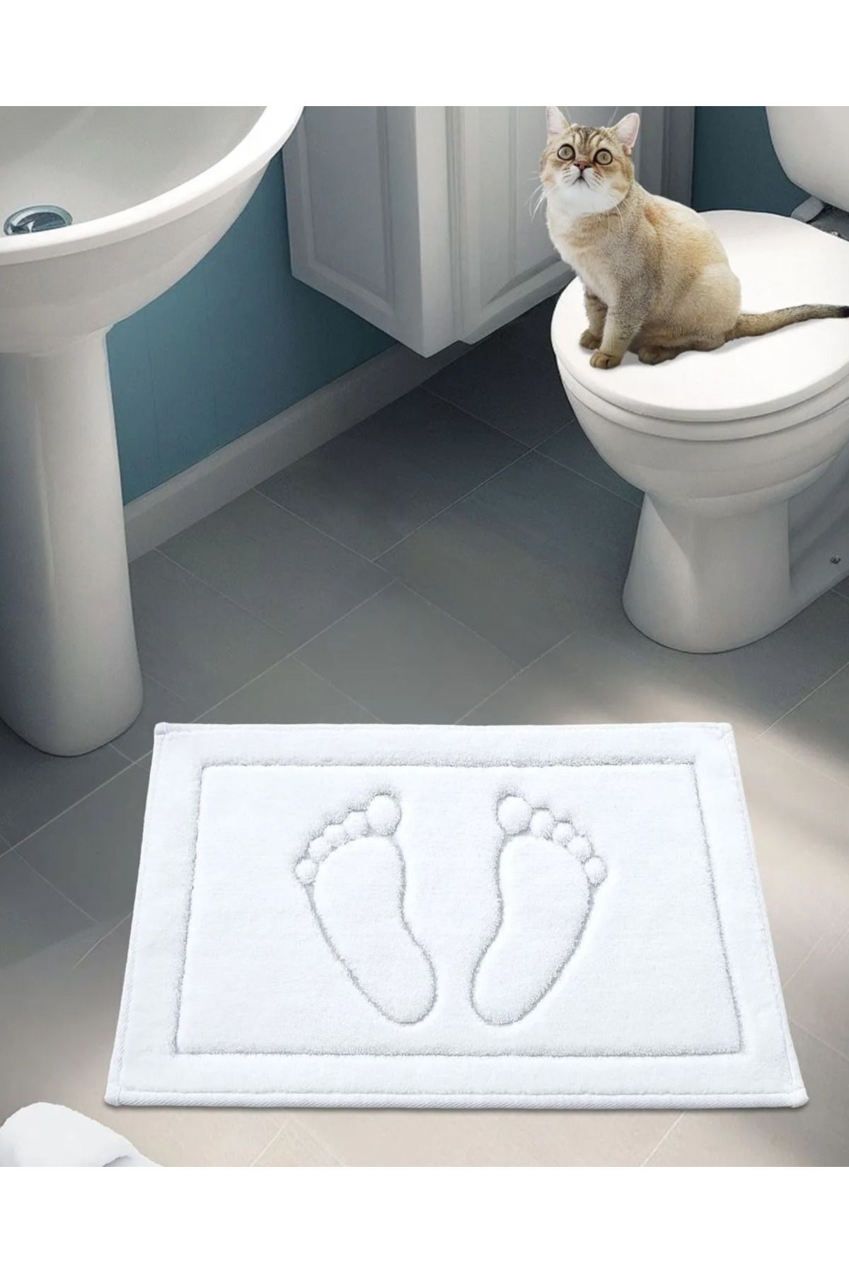 Hüma çeyiz Pamuk Dokuma Su Emici Banyo Paspası Ayak 60x40 Cm