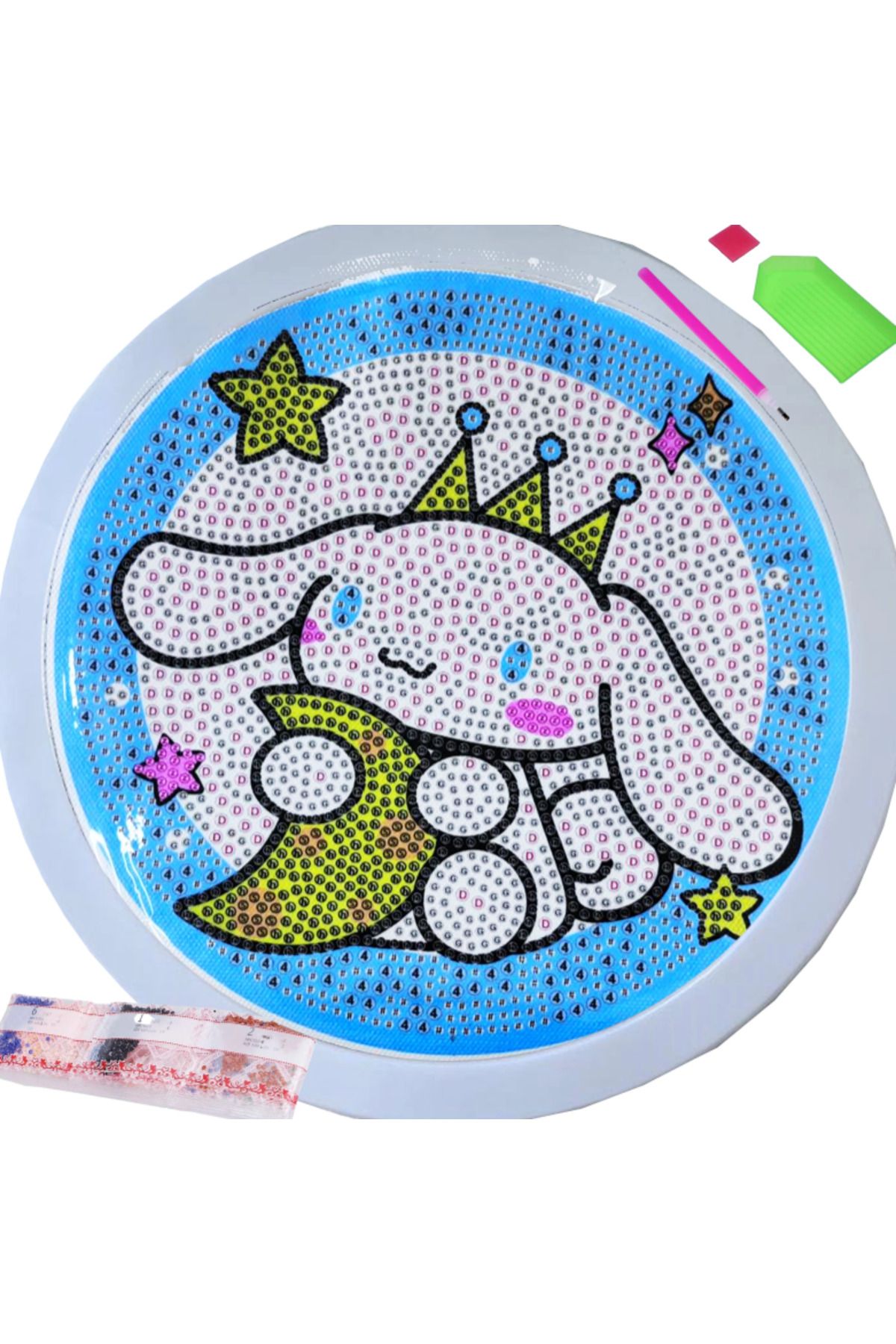 zola Goblen Mozaic Cu Diamante Cu Rama, Rotund, Model Cinnamoroll, 20 X 20 Cm - One Size