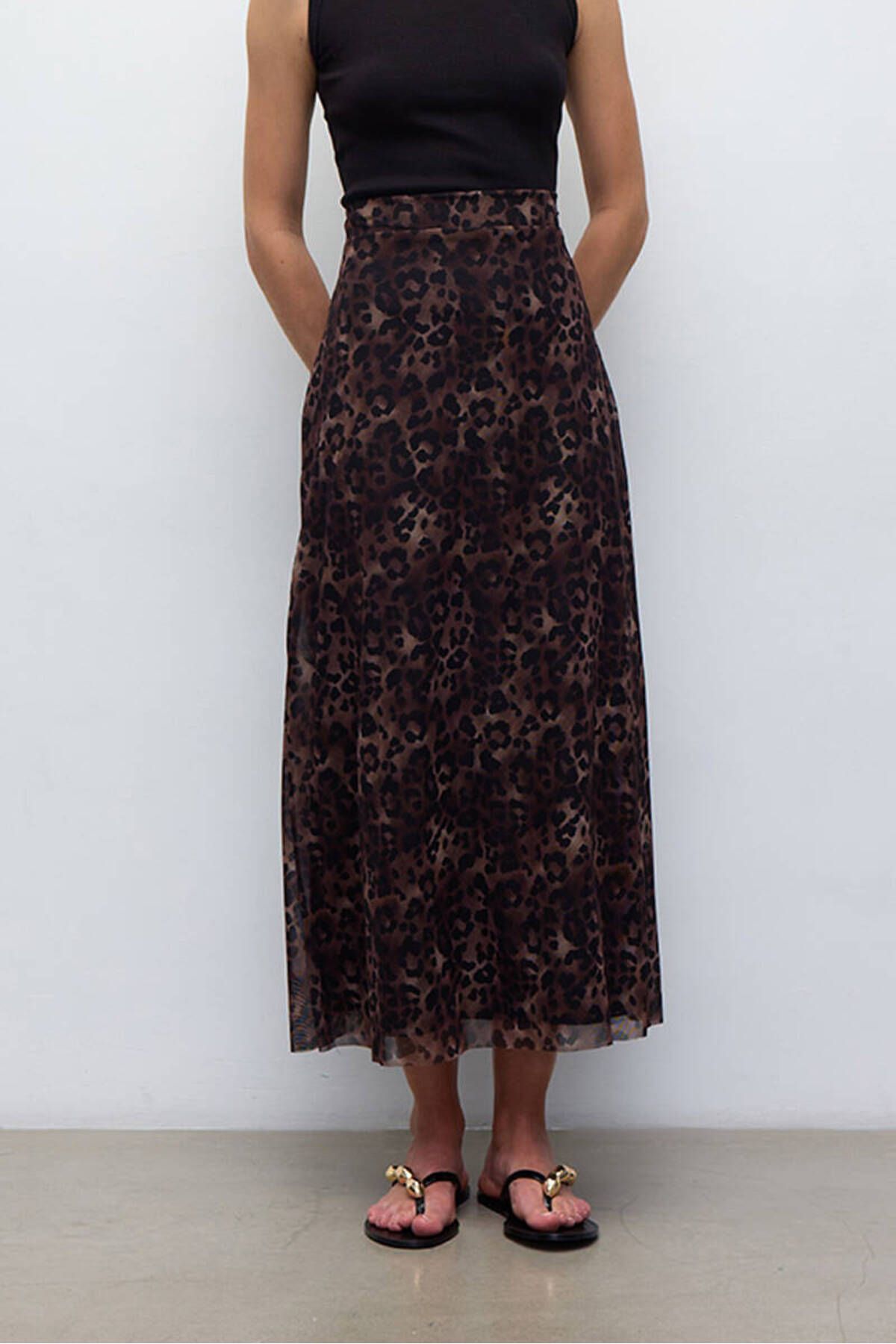 BE BLUE-Leopard Patterned Tulle Skirt 7