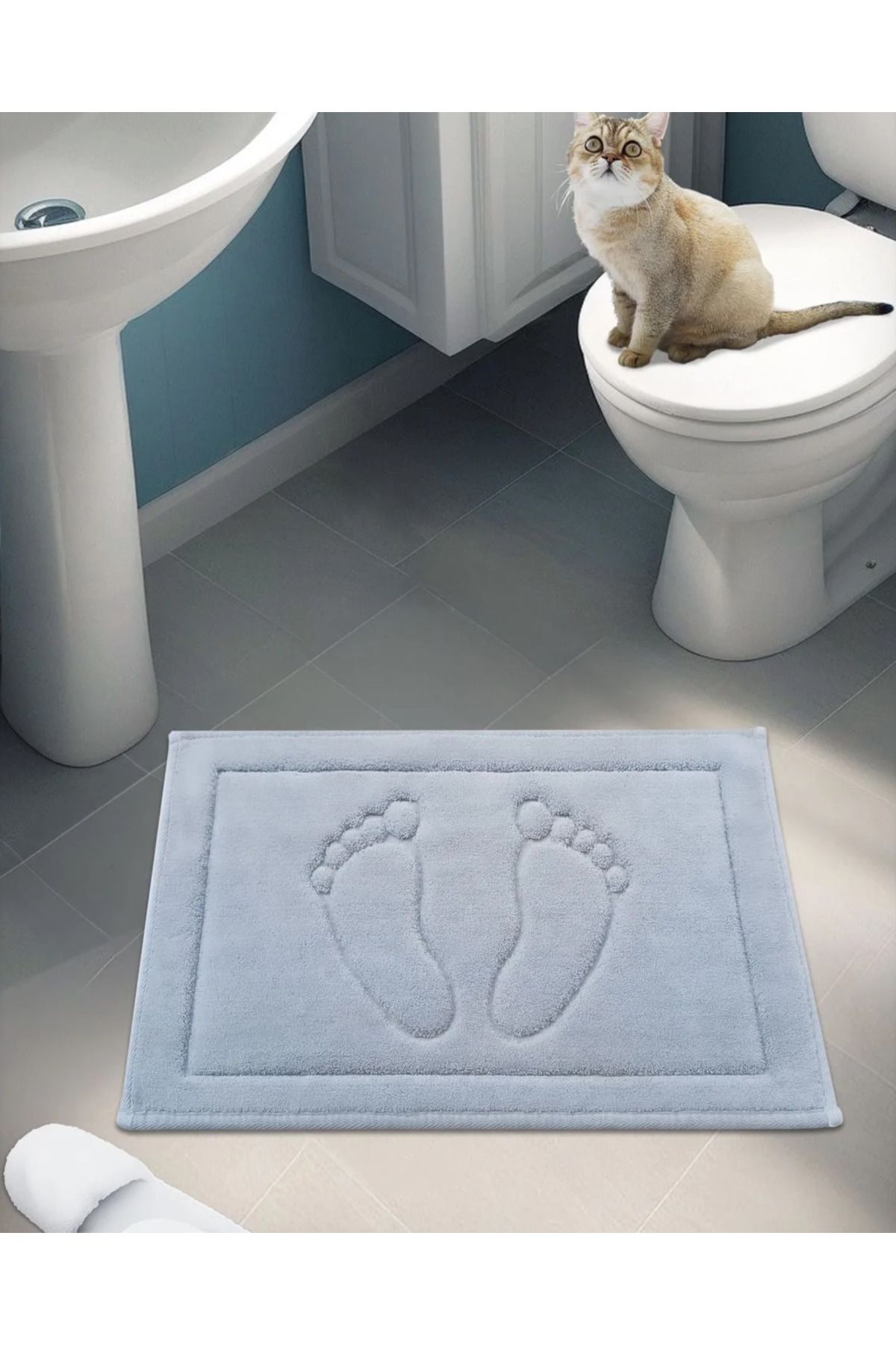 Hüma çeyiz Pamuk Dokuma Su Emici Banyo Paspası Ayak 60x40 Cm