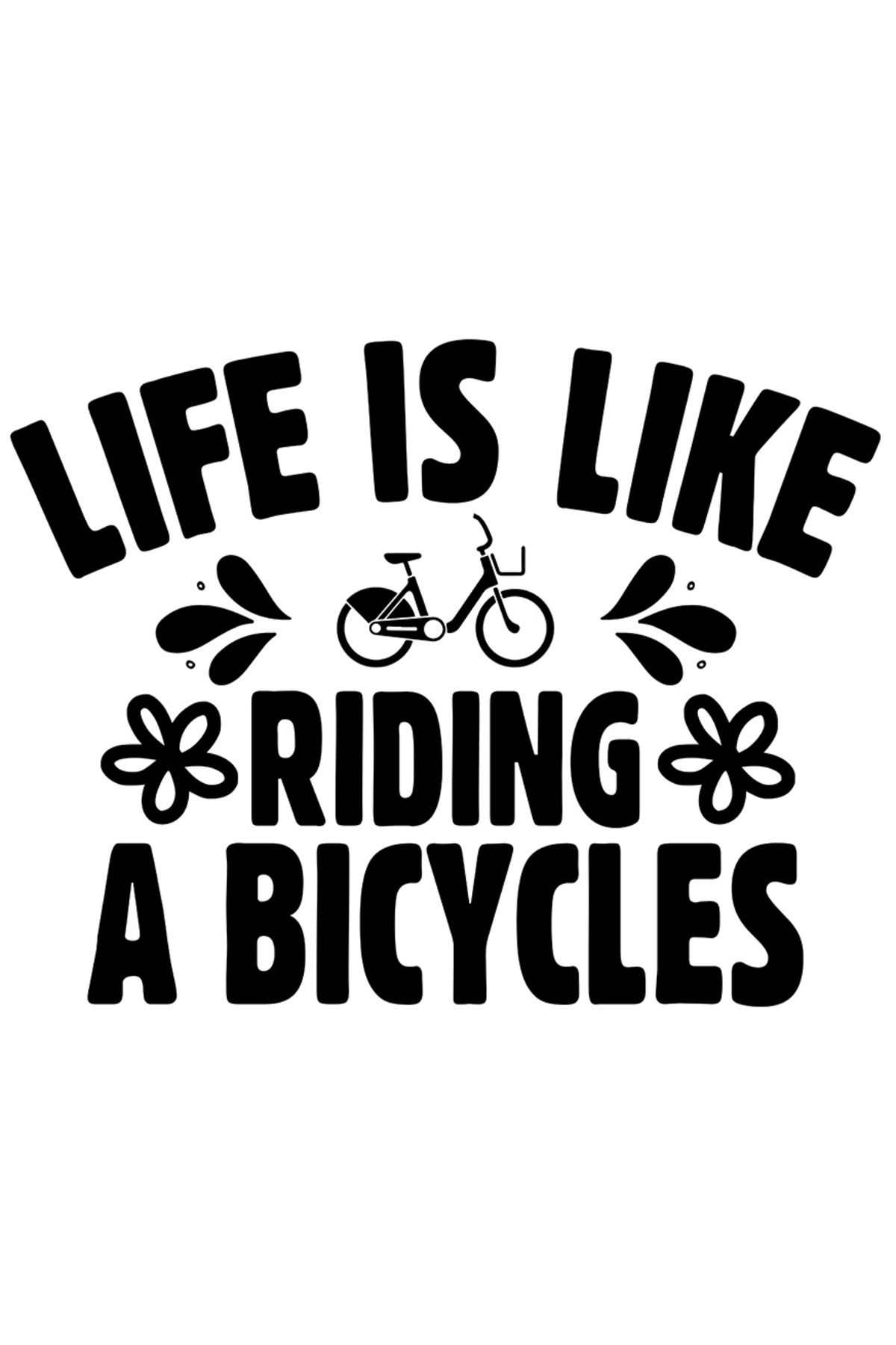 StoryGift Romania Sticker Eticheta 40cm Exterior Cu Mesajul "viata E Ca O Plimbare Cu Bicicleta" - Floricele , V - One Size