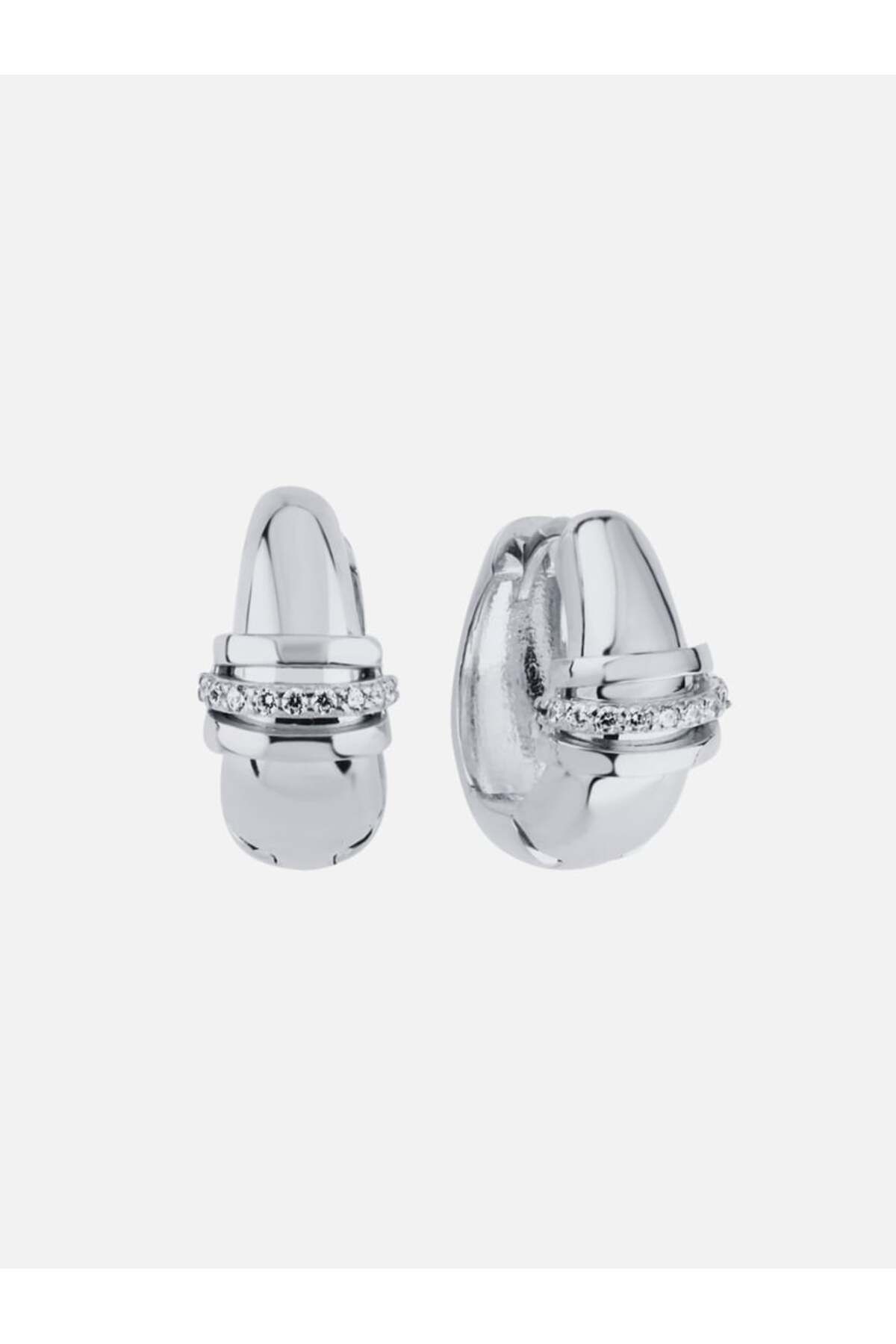 LİNYA JEWELLERY Taşlı Halka Küpe Gümüş