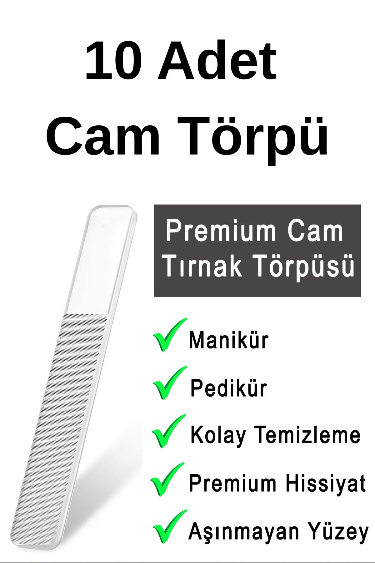 Nilemce 10 Adet Cam Tırnak Parlatıcı Ve Törpü Manikür Pedikür Cam Törpü