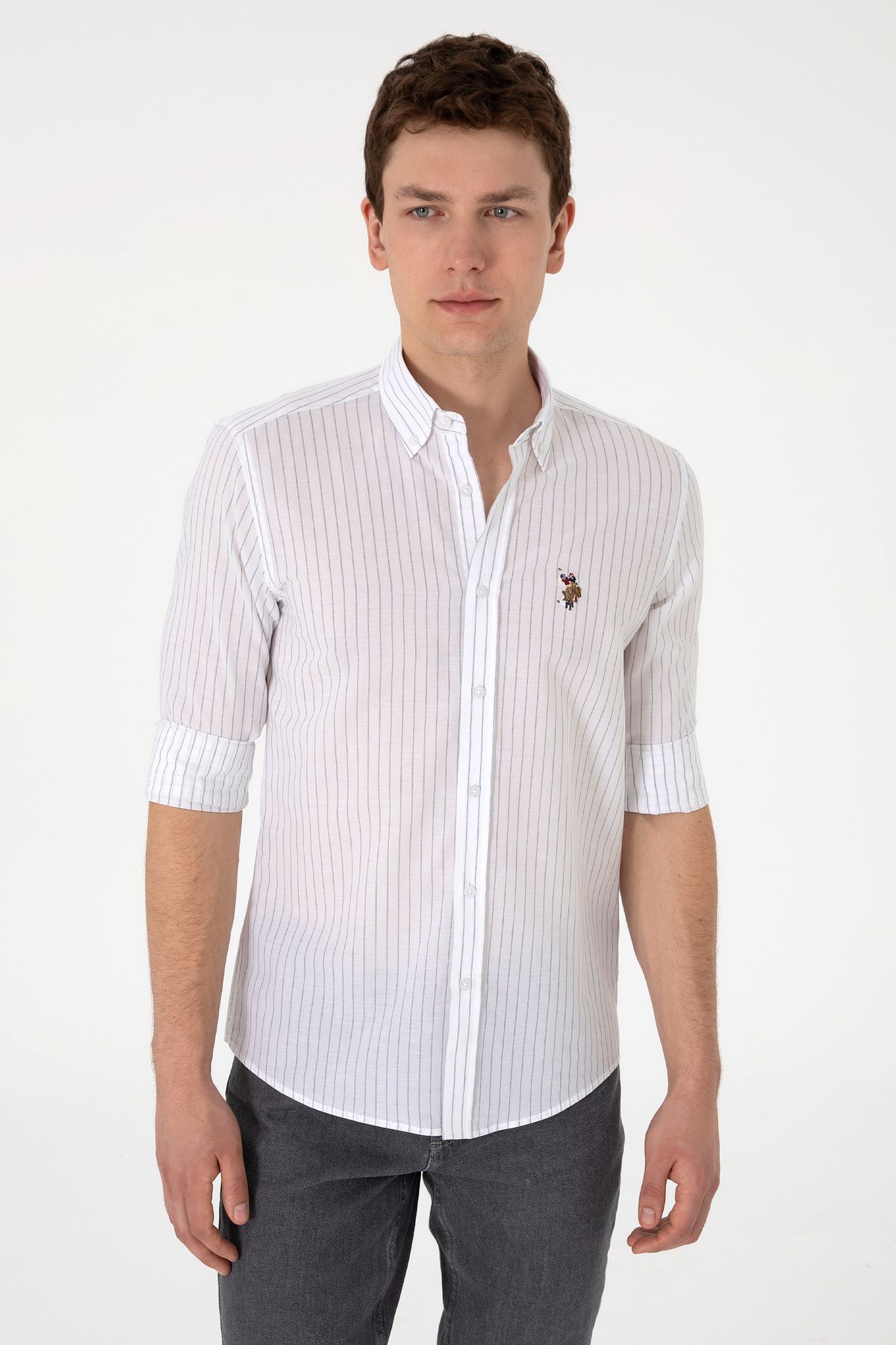 U.S. Polo Assn. Erkek Beyaz Uzun Kollu Gömlek 50299577-VR013